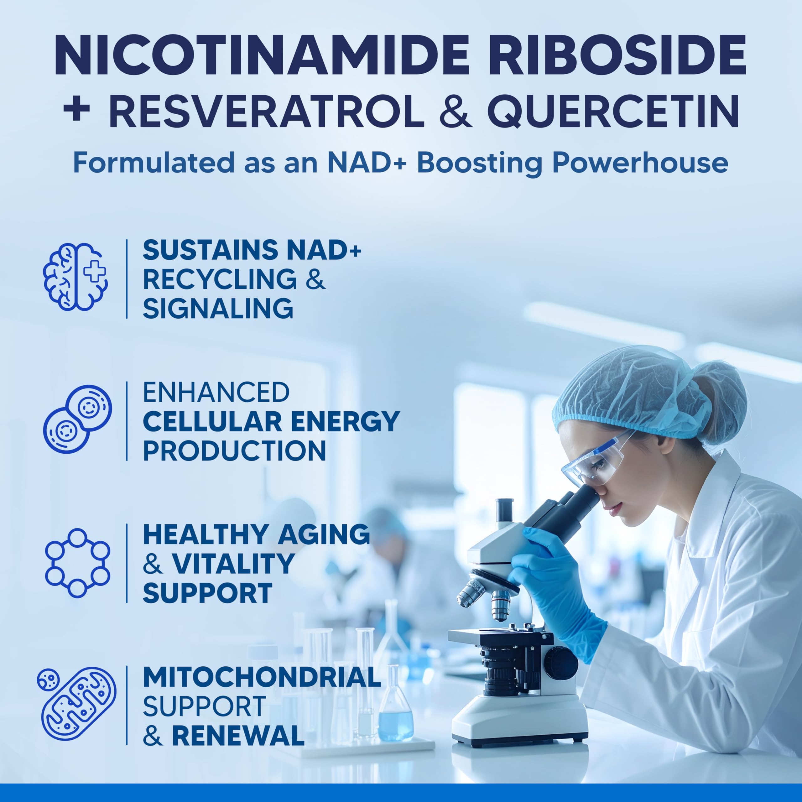 aSquared Nutrition NAD Resveratrol Supplement - NAD+ Nicotinamide Riboside 500mg (Vitamin B3) Plus Trans-Resveratrol & Quercetin - NMN Alternative for Men & Women - 60 Capsules aSquared NutritionAu supplements