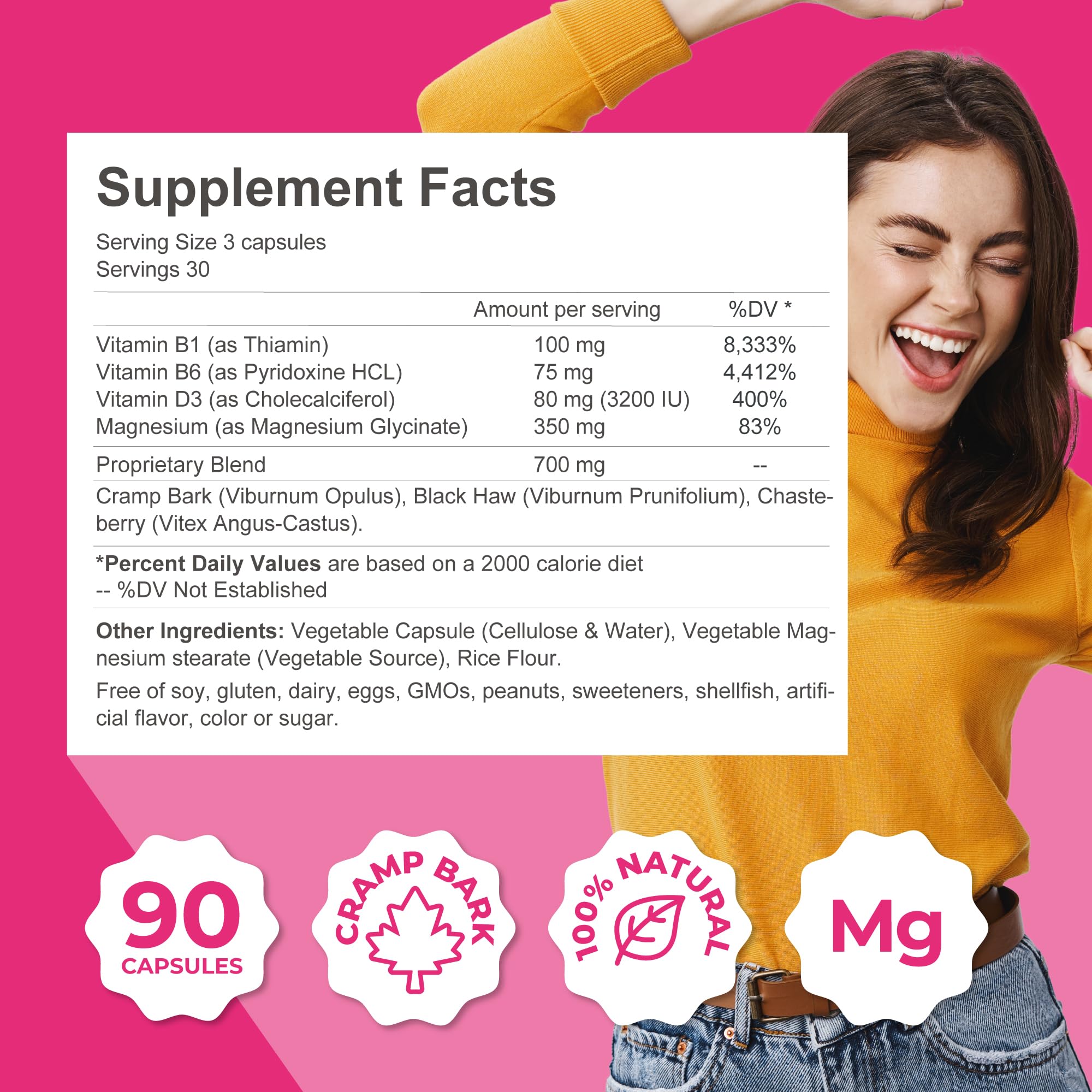 ZENZSUAL Menstrual Zen Natural and Hormone-Free Supplement – Support for Menstrual Cramps, Mood Swings and Period Pain – Diuretic Effect (90 Capsules / 2.7 Oz) ZENZSUALAu supplements