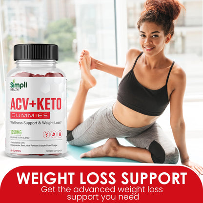 Nutrocell Simpli Health ACV Ketos Gummies Keto Apple Cider Vinegar 1050mg, Simplihealth NutrocellUS supplements