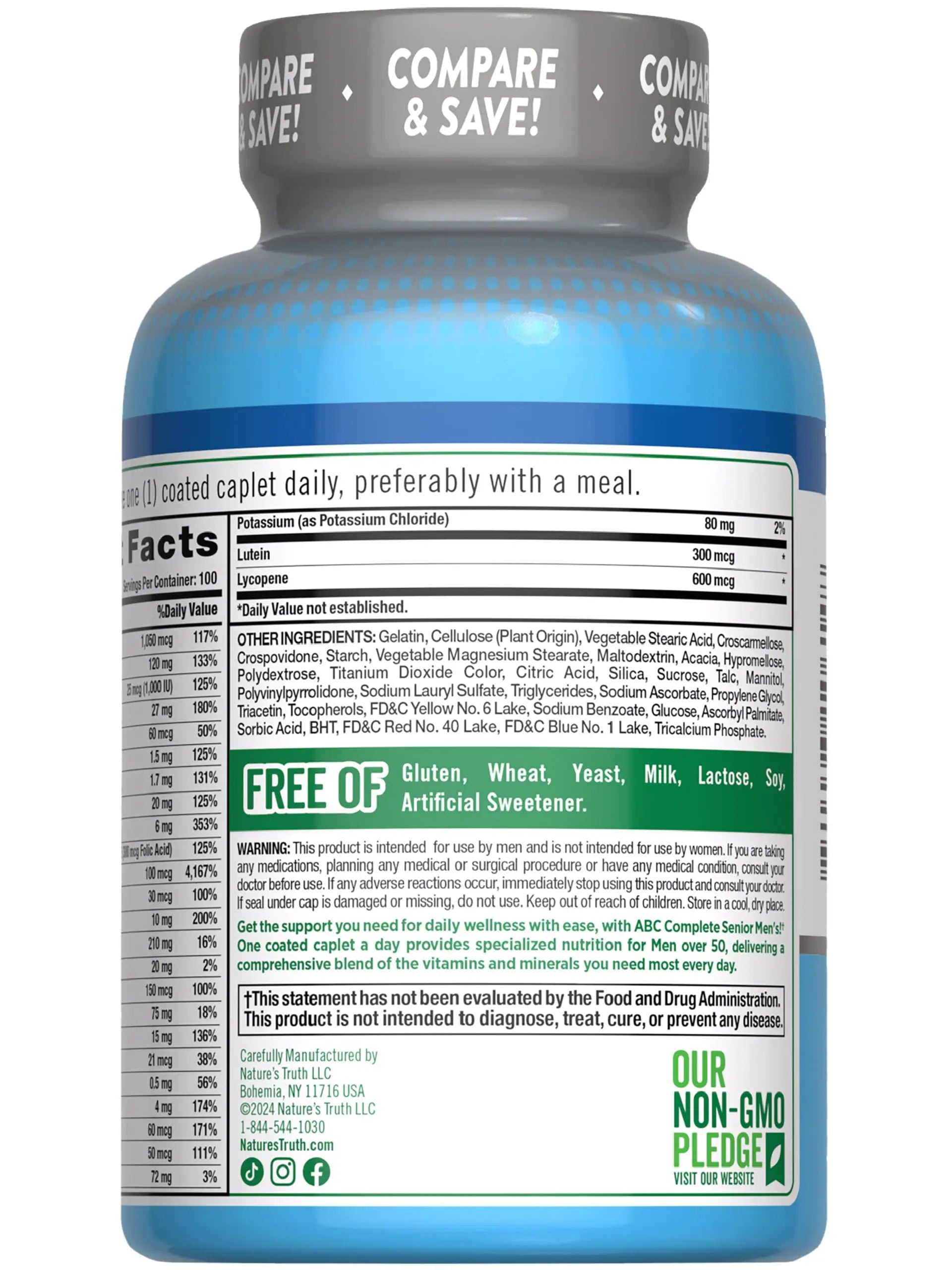 Nature's Truth Men's 50+ Multivitamin | with Vitamins A, C, E, B6 & B12 | 100 Count | Non-GMO & Gluten Free Nature's TruthAu supplements