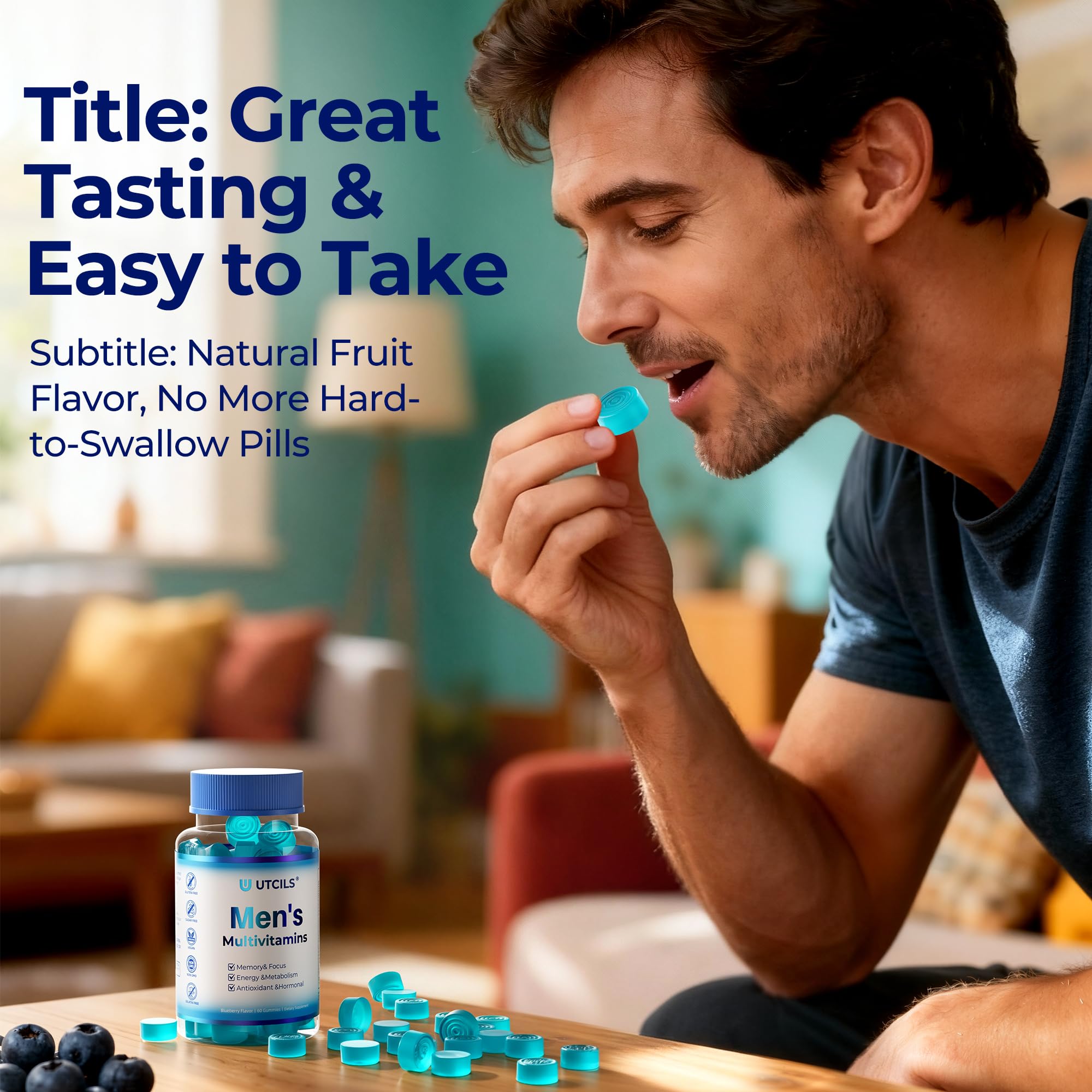 Mens Multivitamin Gummies for Men Daily - Zero Sugar Adult Gummy Vitamins with Saw Palmetto, Omega 3 DHA EPA, Probiotics 5B CFU, CoQ10, Turmeric Ginger for Prostate, Heart, Brain & Energy Support UtcilsAu supplements