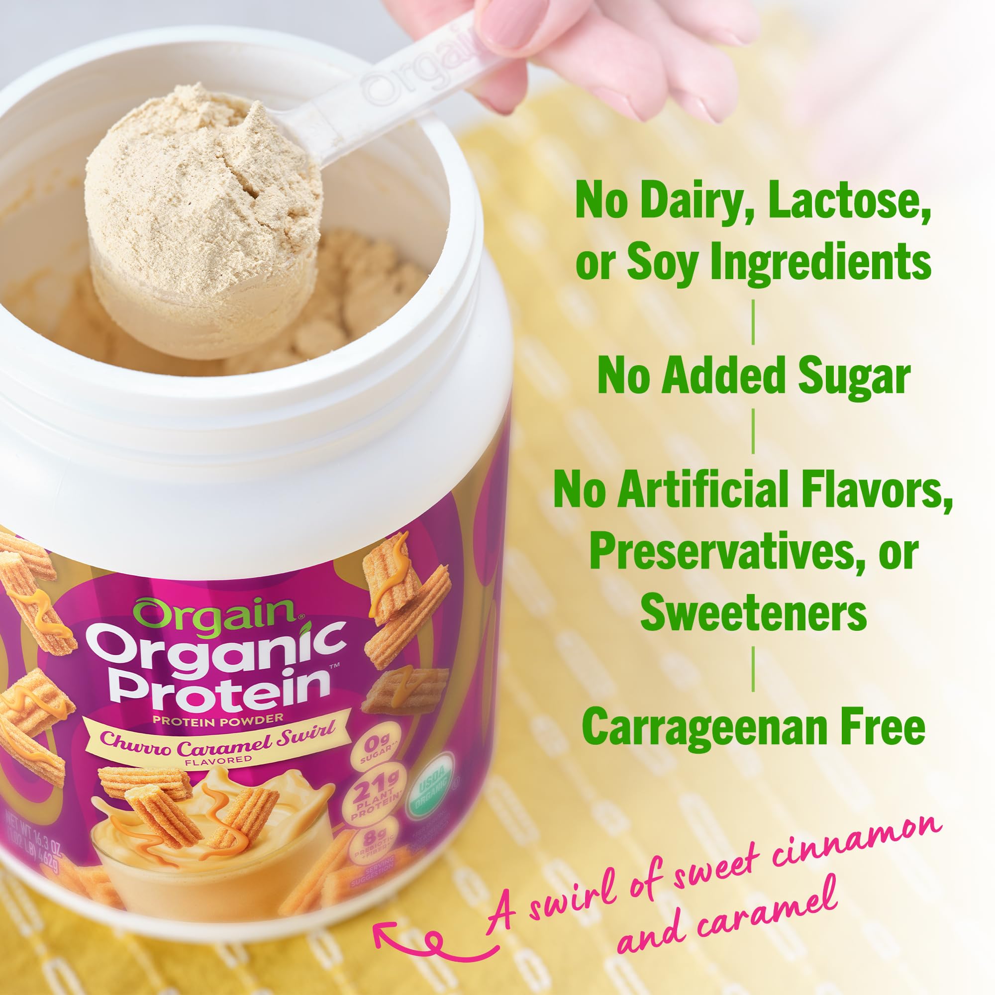 Orgain Organic Vegan Protein Powder, Churro Caramel Swirl - 21g Plant Based Protein OrgainUS supplements