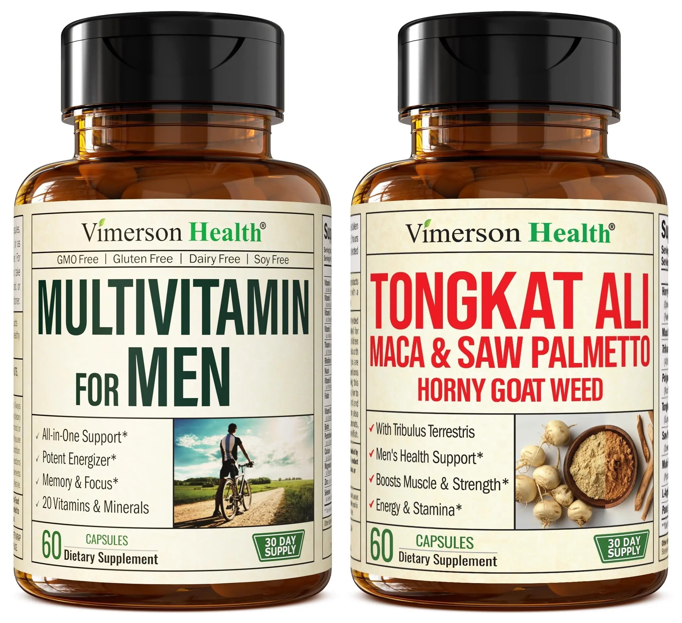 Vimerson Health Multivitamin for Men & Tongkat Ali for Men with Horny Goat Weed, Maca Root Powder, Tribulus Terrestris, Saw Palmetto Extract Vimerson HealthAu supplements
