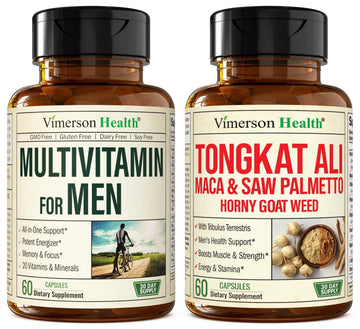 Vimerson Health Multivitamin for Men & Tongkat Ali for Men with Horny Goat Weed, Maca Root Powder, Tribulus Terrestris, Saw Palmetto Extract Vimerson HealthAu supplements