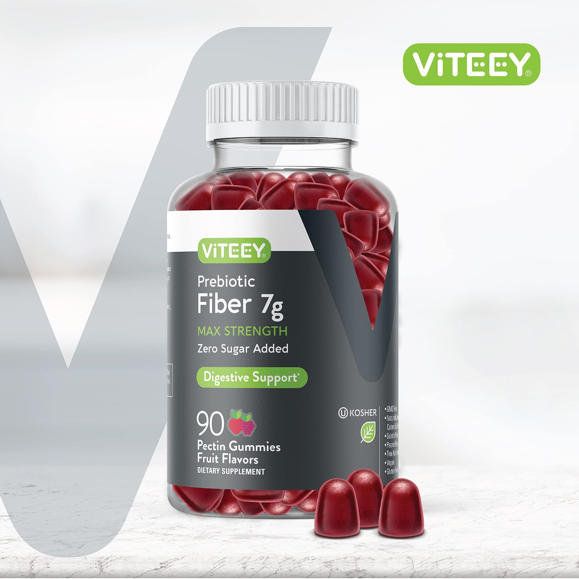 Prebiotic Fiber Gummies 7G Extra Strength [Zero Sugar Added] Digestive Heath Regularity ViteeyAu supplements
