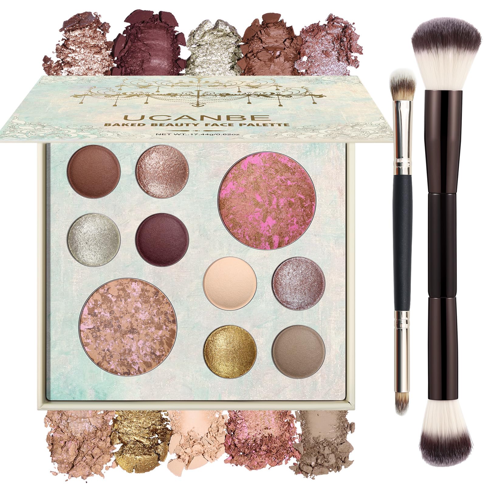 UCANBE Full Size Baked Makeup Palette Set - Include Blush, Bronzer, 8 Eyeshadows & Brushes, Pigmented All-in-One Face & Eye Compact Powder Beauty Holiday Gift Kit for Starter & Pros, Travel Friendly UCANBEAu supplements