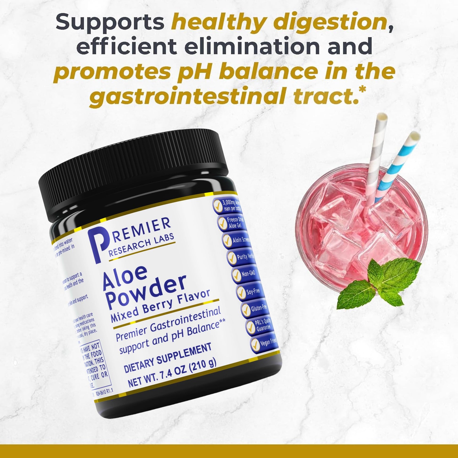 Premier Research Labs Aloe Powder - Aloe Vera Powder, Aloe Vera Drink Mix for Skin and Digestion, Aloe Barbadensis Leaf Extract with Acemannan, Freeze Dried - Mixed Berry, 7.4 Oz (30 Servings) Premier Research LabsAu supplements