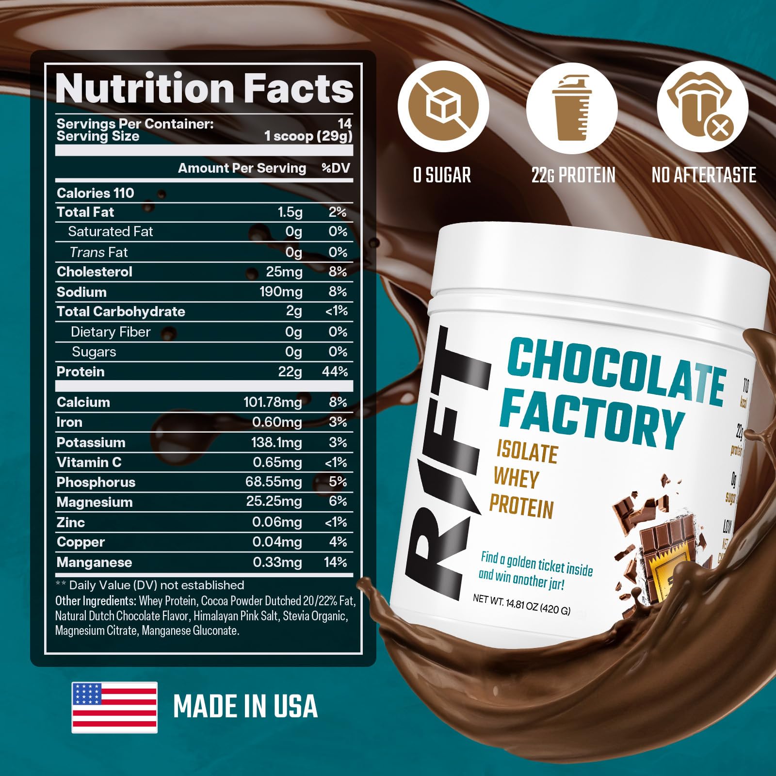 RIFT Chocolate Whey Protein Powder for Adult - Protein Isolate Powder Chocolate RIFTUS supplements
