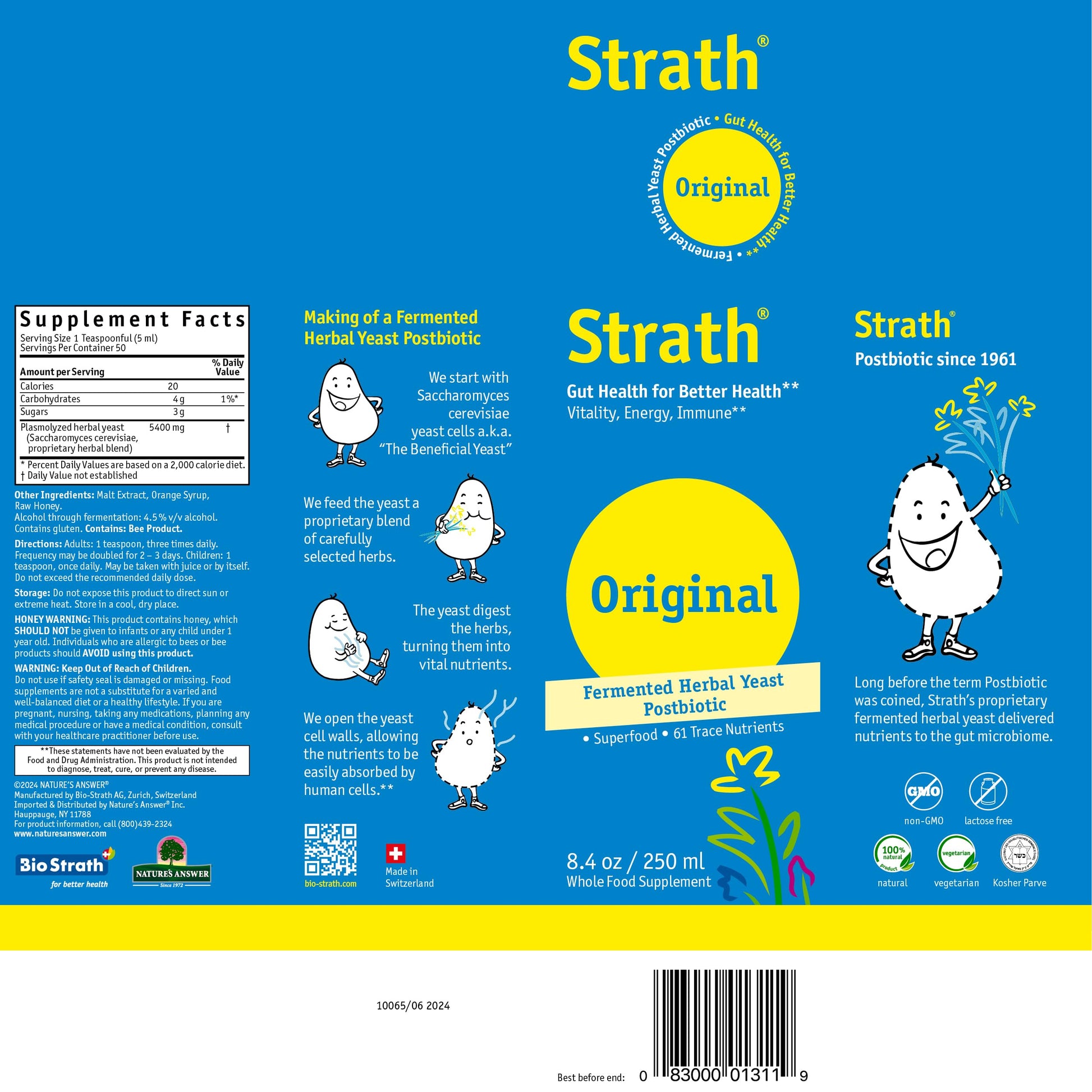 Strath Fermented Herbal Yeast Postbiotic - (8.4 Fl oz) Daily Nutritional Food Supplement Liquid | Supports Metabolism | Vegetarian | Lactose-Free | No Artificial Additives Bio-StrathAu supplements
