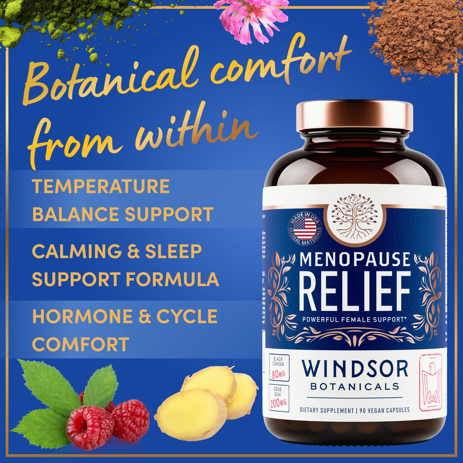 Menopause Supplements for Women - 5-HTP, Dong Quai, Black Cohosh for Menopause Hot Flashes, Night Sweats Relief Support - Womens Pre Meno Premenopausal Perimenopause Supplement - 90 Caps WINDSOR BOTANICALSAu supplements