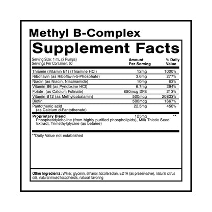 Quicksilver Scientific Methyl B Complex - Liquid Vitamin with Superior Liposomal Absorption of Vitamin B12, Folate, Vitamin B6, Riboflavin, Biotin, Pantothenic Acid, Vitamin B1, Niacin (50 ml) Quicksilver ScientificUS supplements