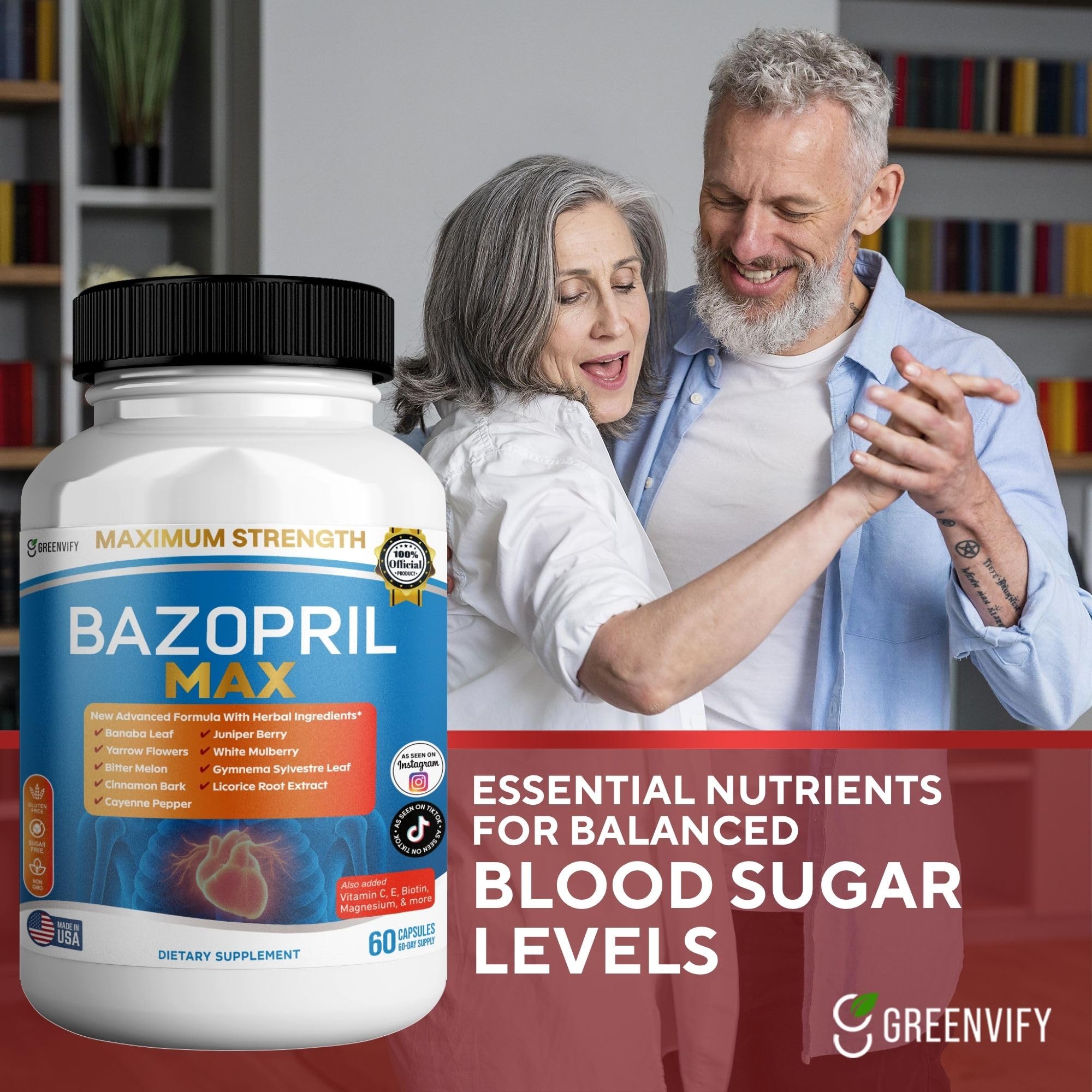 GREENVIFY Bazopril Max Maximum Strength Dietary Supplement, 60 Capsules, with Herbal Blend, Vitamins & Minerals (1) GREENVIFYAu supplements