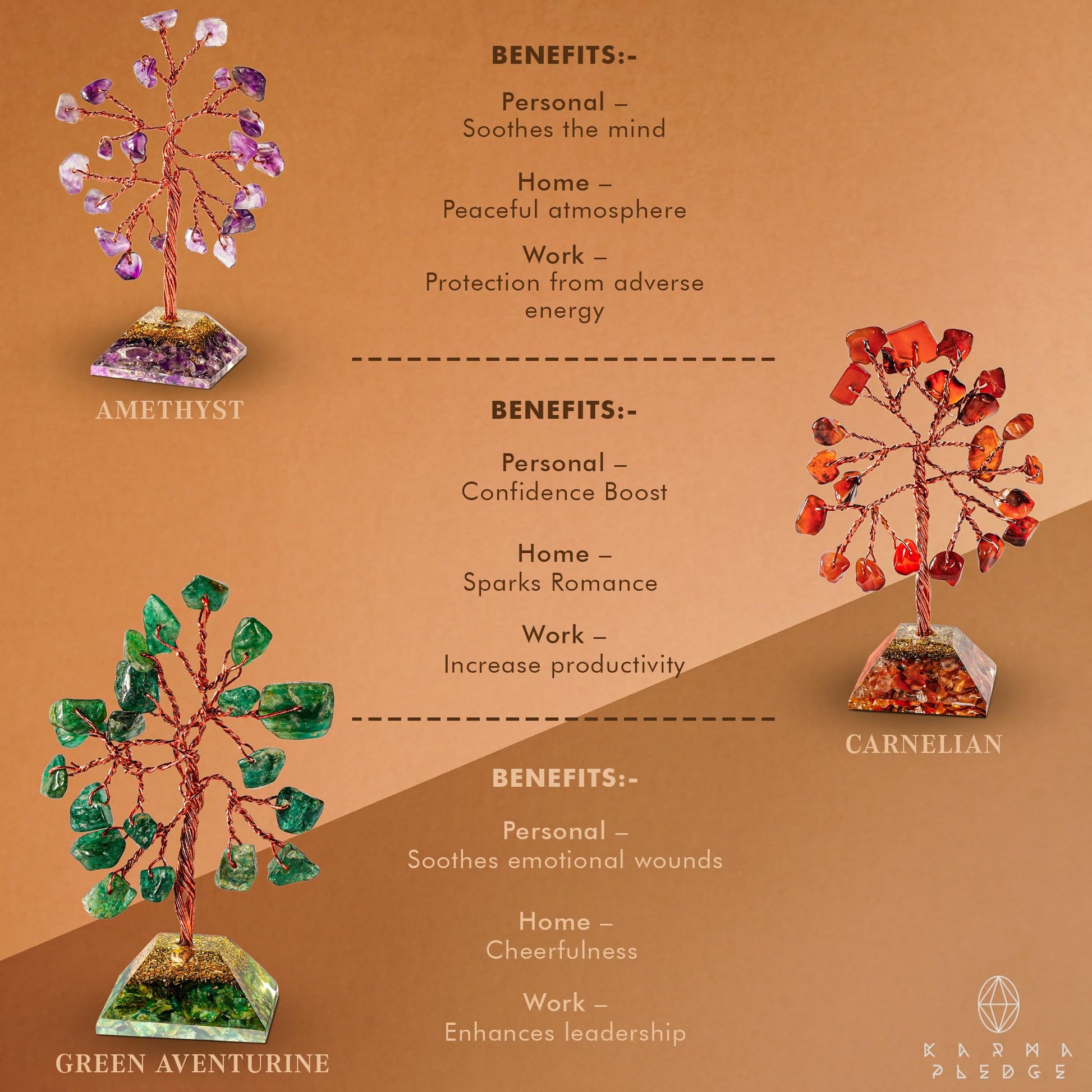 Crystal Tree Tree of Life 7 Chakra Healing Crystals & Stones for Positive Energy, Good Luck Gifts KARMAPLEDGEAu supplements