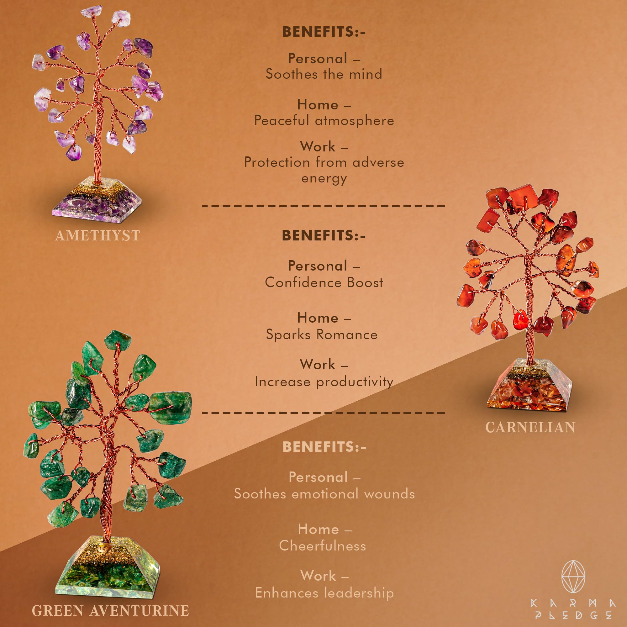 Crystal Tree Tree of Life 7 Chakra Healing Crystals & Stones for Positive Energy, Good Luck Gifts KARMAPLEDGEAu supplements