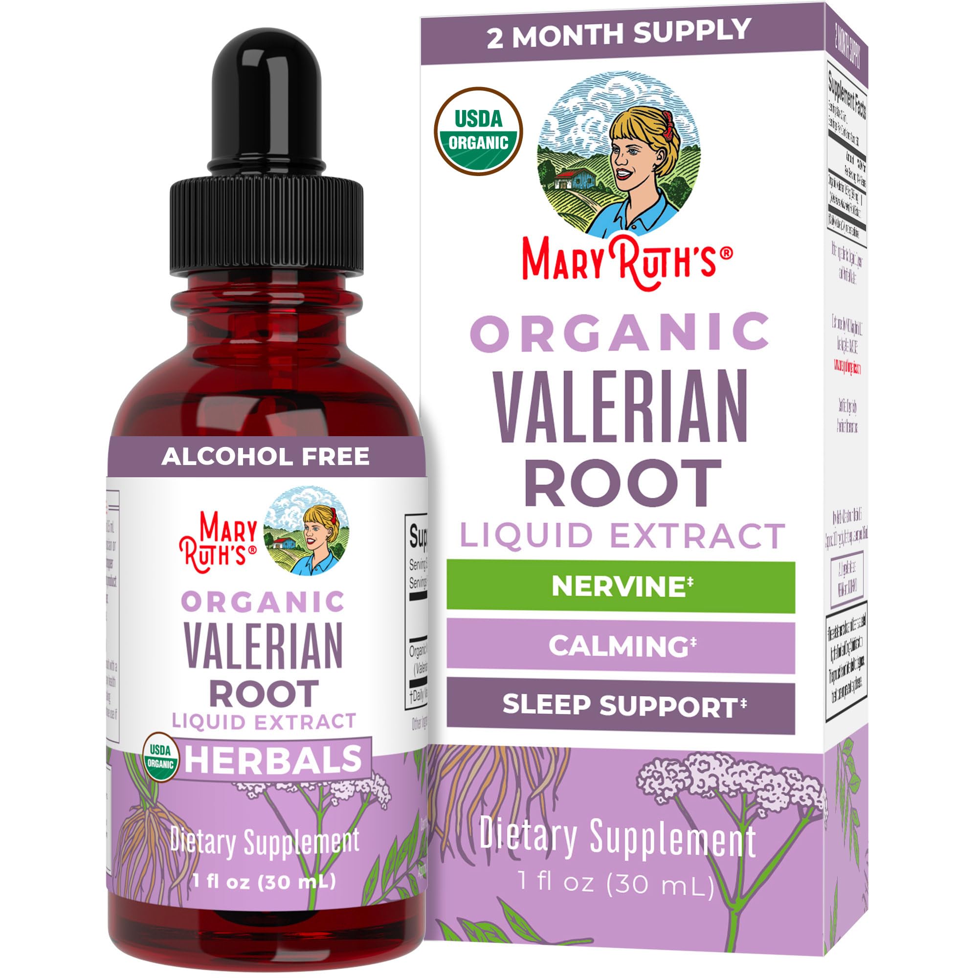 MaryRuth Organics Valerian Root Liquid Drops | 2 Month Supply | Sugar Free | USDA Organic Valerian Root Drops | Support Sleep | Calm and Stress Relief | Vegan | Non-GMO | Gluten Free | 60 Servings MARYRUTH'SUS supplements