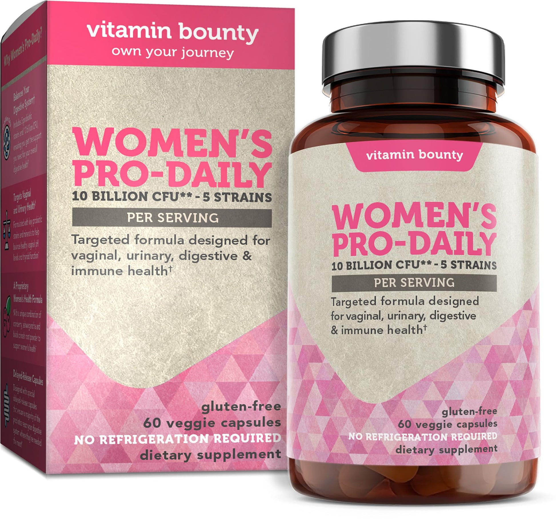 Vitamin Bounty Women's Pro Daily - Vaginal Probiotic & Prebiotic & pH Balance, Probiotics Vitamin BountyAu supplements
