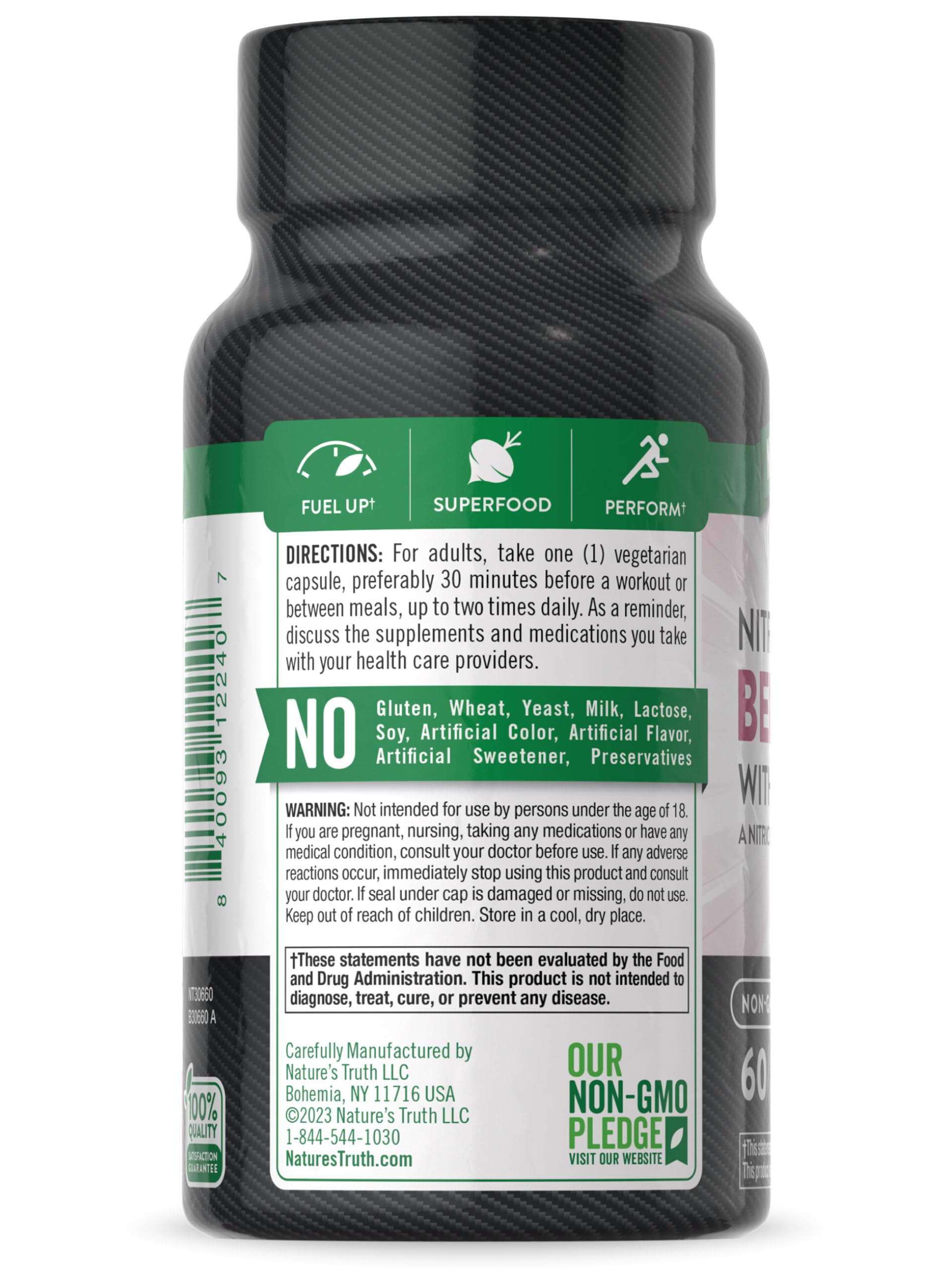 Nature's Truth Beet Root Capsules | 60 Count | Nitric Oxide Supplement for Men and Women Nature's TruthAu supplements