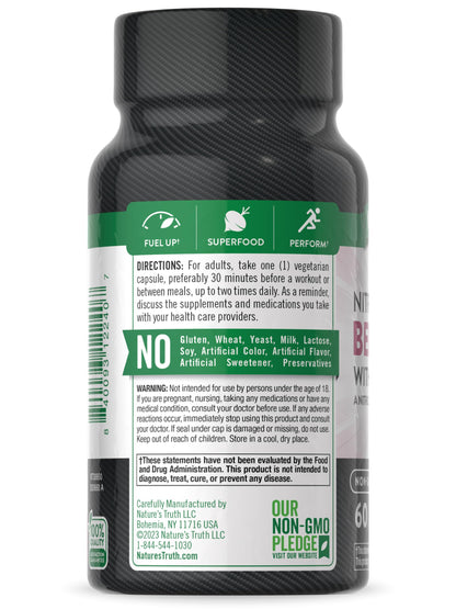 Nature's Truth Beet Root Capsules | 60 Count | Nitric Oxide Supplement for Men and Women Nature's TruthUS supplements