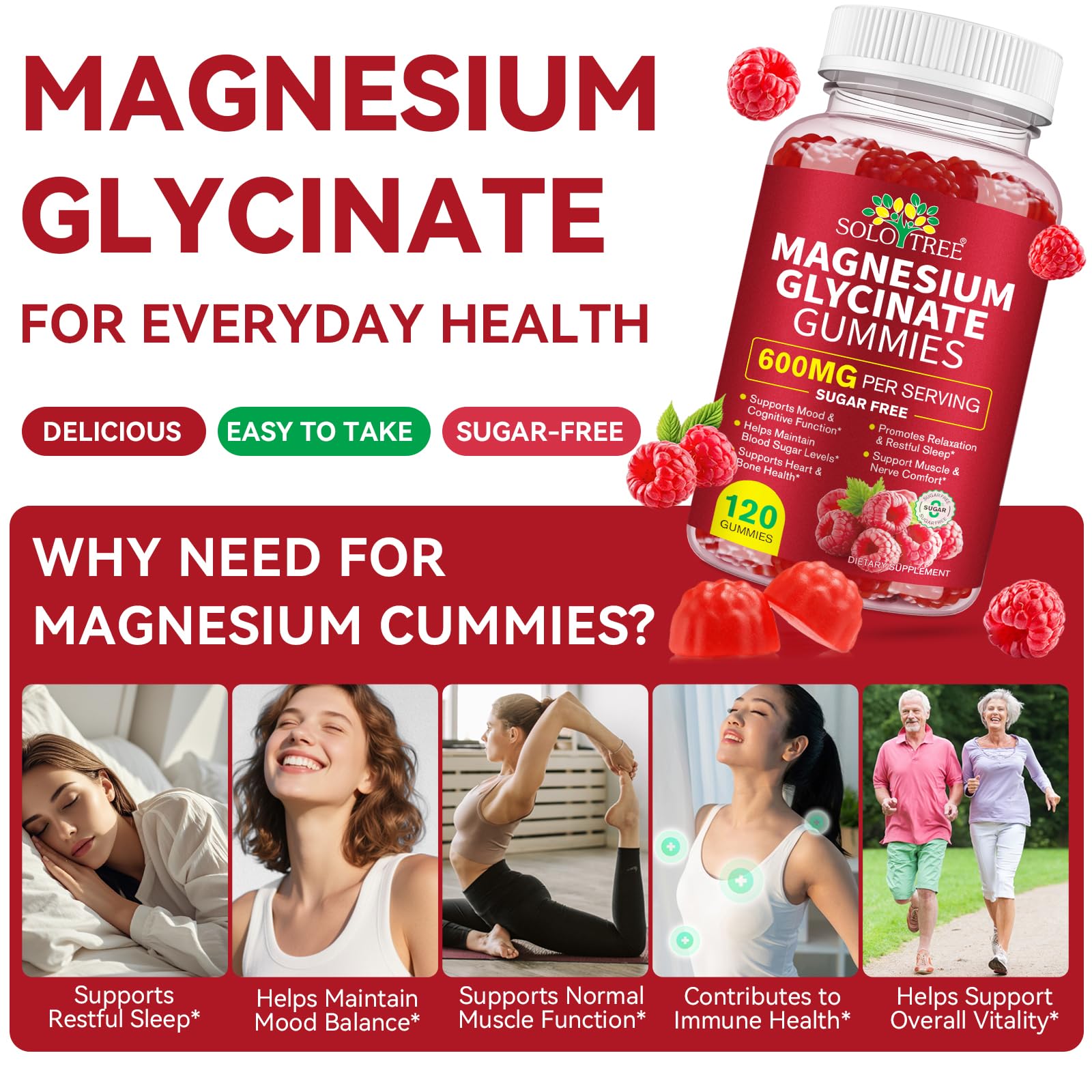 120 Count Magnesium Glycinate Gummies with L-Threonate（600mg Per Serving）,High Absorption Sugar Free Magnesium Potassium Supplement for Relaxation, Stress Relief, and Sleep Support for Adults & Kids WOJBALMNAu supplements