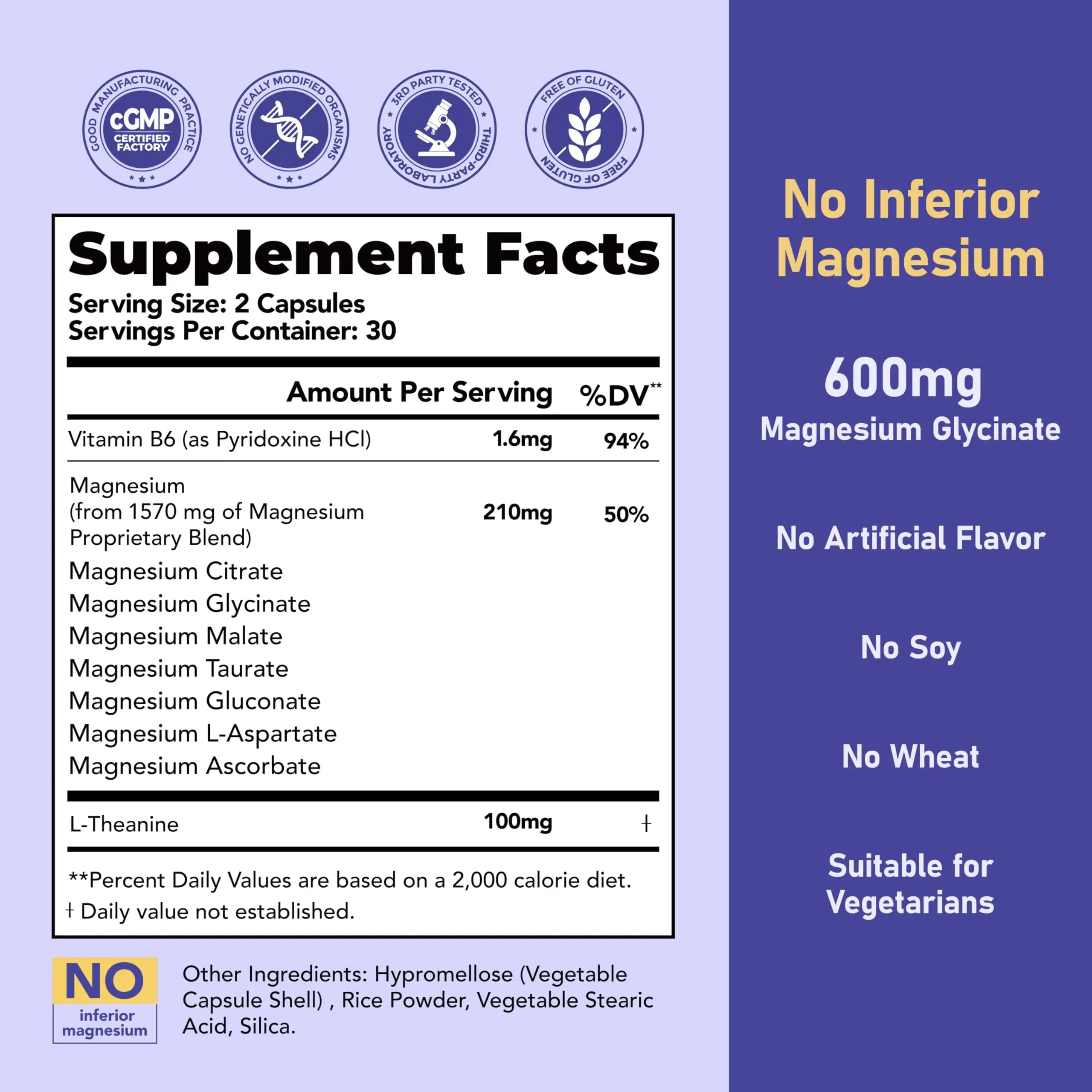 Magnesium 7 Complex for Women 1600mg, Magnesium Glycinate 600mg 7 High Absorption Magnesium Supplement with Citrate, Malate, Chelate, Taurate, Gluconate, Aspartate & Ascorbate for Sleep, 60 Capsules VIVI Youthnz supplements