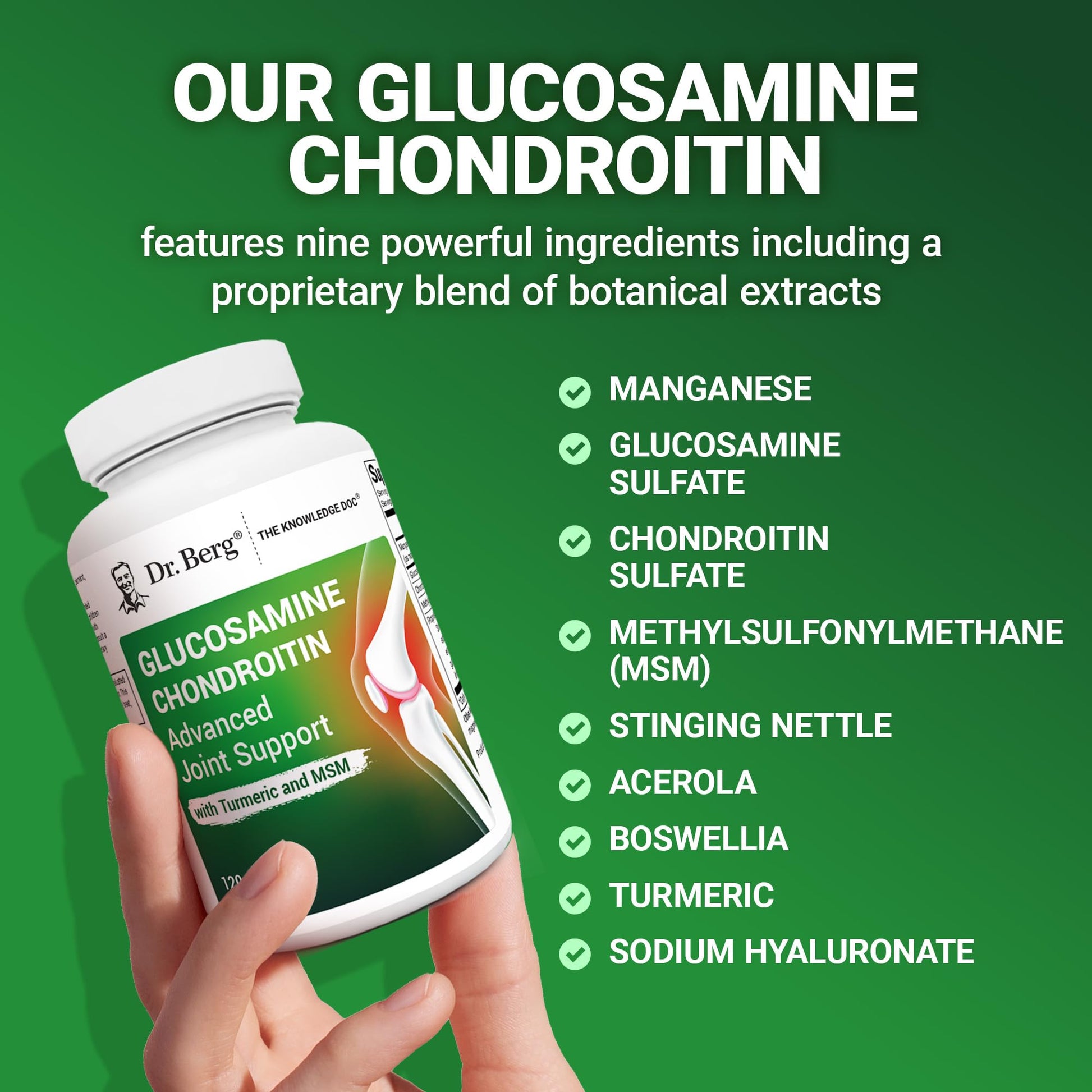 Dr. Berg Glucosamine Chondroitin MSM Turmeric & Boswellia - Advanced Joint Support Supplement with 1500 mg Glucosamine Sulfate - Includes 120 Capsules Dr. Berg NutritionalsAu supplements