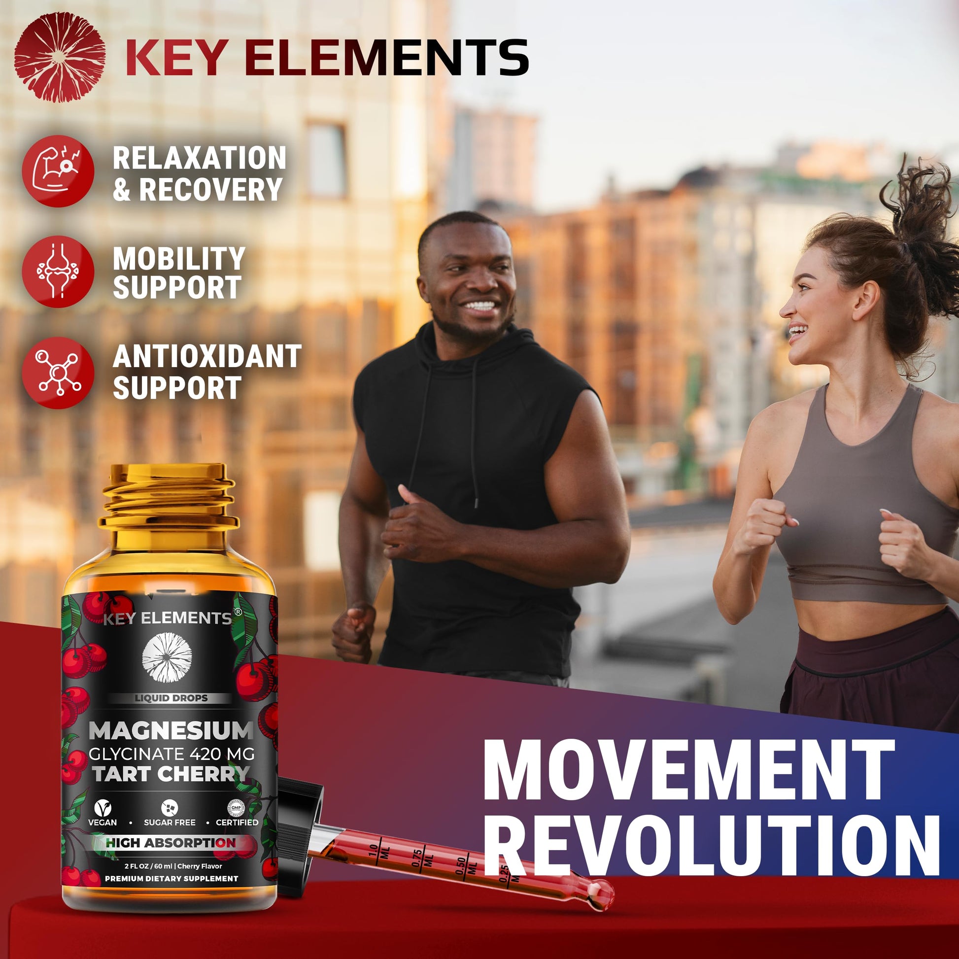 Liquid Magnesium Glycinate 420 Mg with Natural Tart Cherry Extract | Magnesium Glycinate Drops Supplement for Sleep, Mood & Mobility Support | Tart Cherry Extract KEY ELEMENTSAu supplements