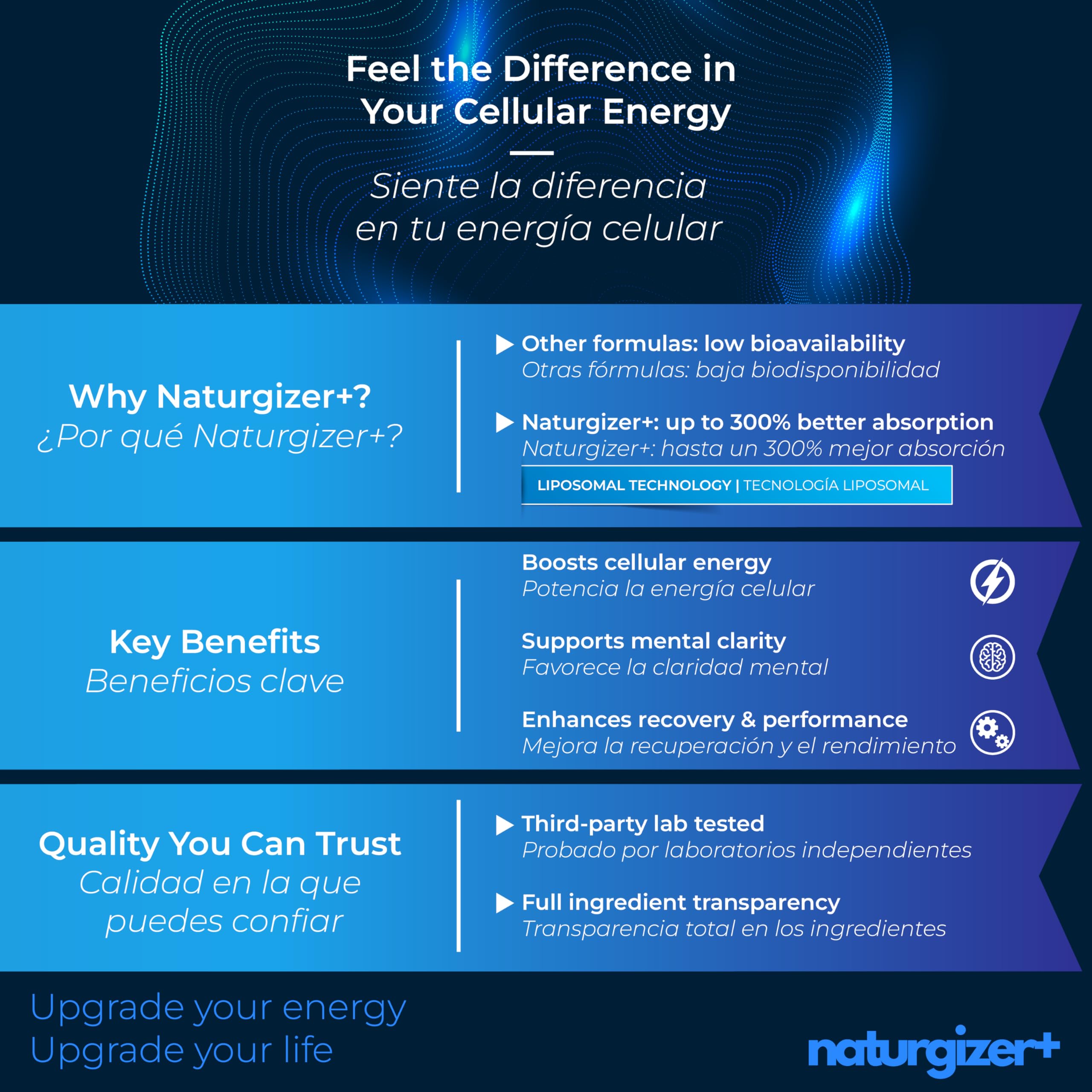 naturgizer+ Liposomal NAD+ Supplement with Resveratrol, TMG & Vitamin B3 | 4-in-1 Healthy Aging & Cellular Energy Support | High Absorption NAD Plus for Men & Women Over 40 | 120 Capsules naturgizer+Au supplements