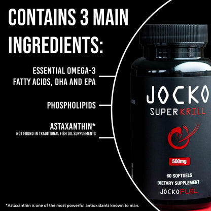 Jocko Fuel Antarctic Krill Oil Omega 3 Fatty Acid Supplements DHA & EPA - 1000mg Softgels - Supports Joints, Mobility Jocko FuelUS supplements