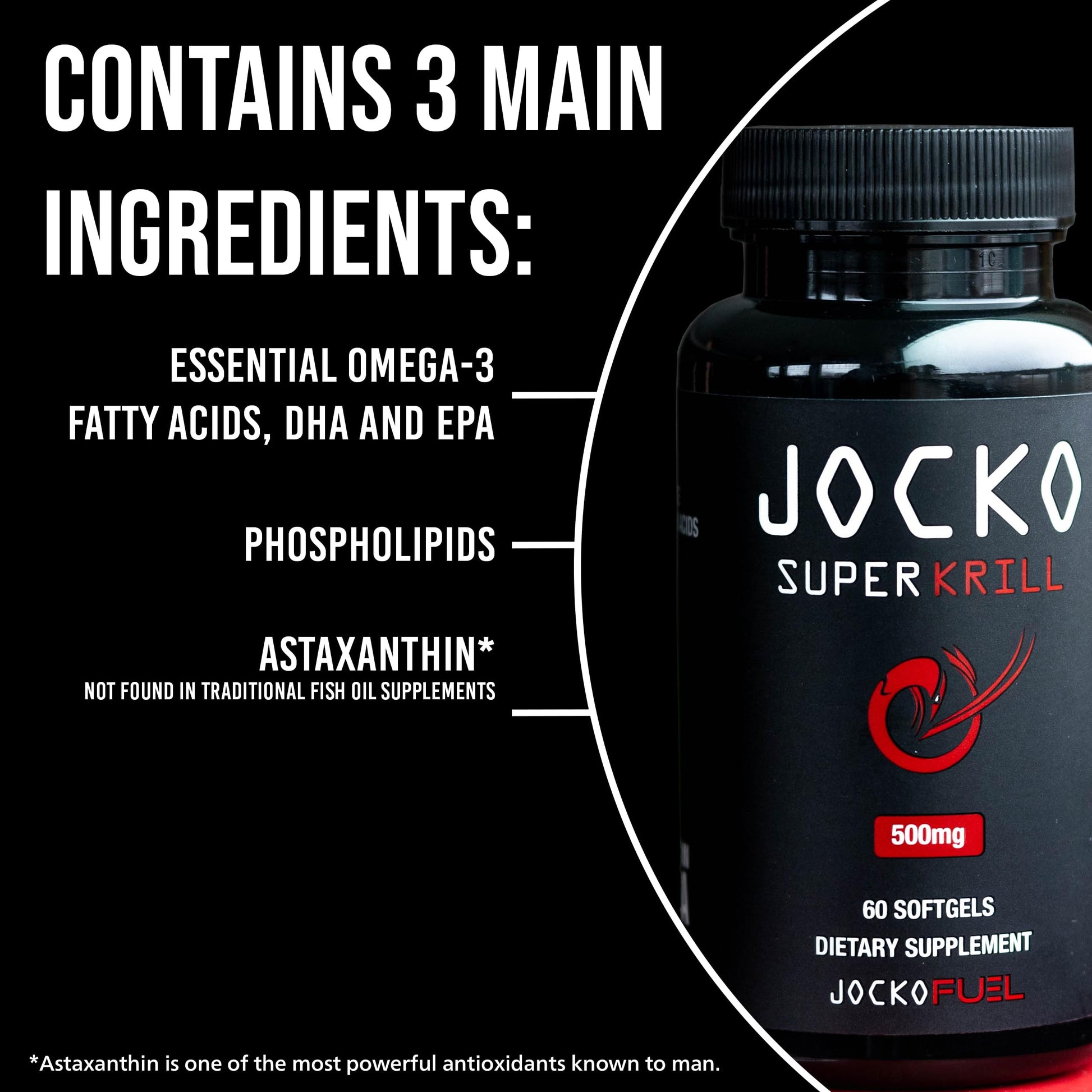 Jocko Fuel Antarctic Krill Oil Omega 3 Fatty Acid Supplements DHA & EPA - 1000mg Softgels - Supports Joints, Mobility & Mental Function (60 Softgels) Jocko FuelAu supplements