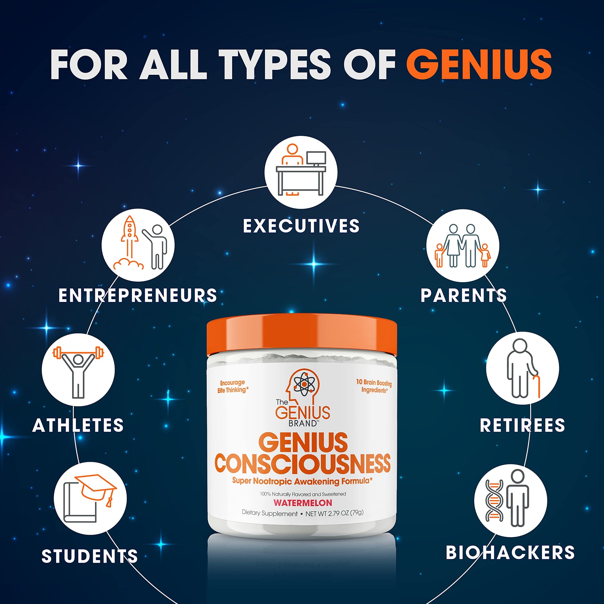 Genius Consciousness, Super Nootropic Brain Supplement Powder, Watermelon The Genius BrandAu supplements