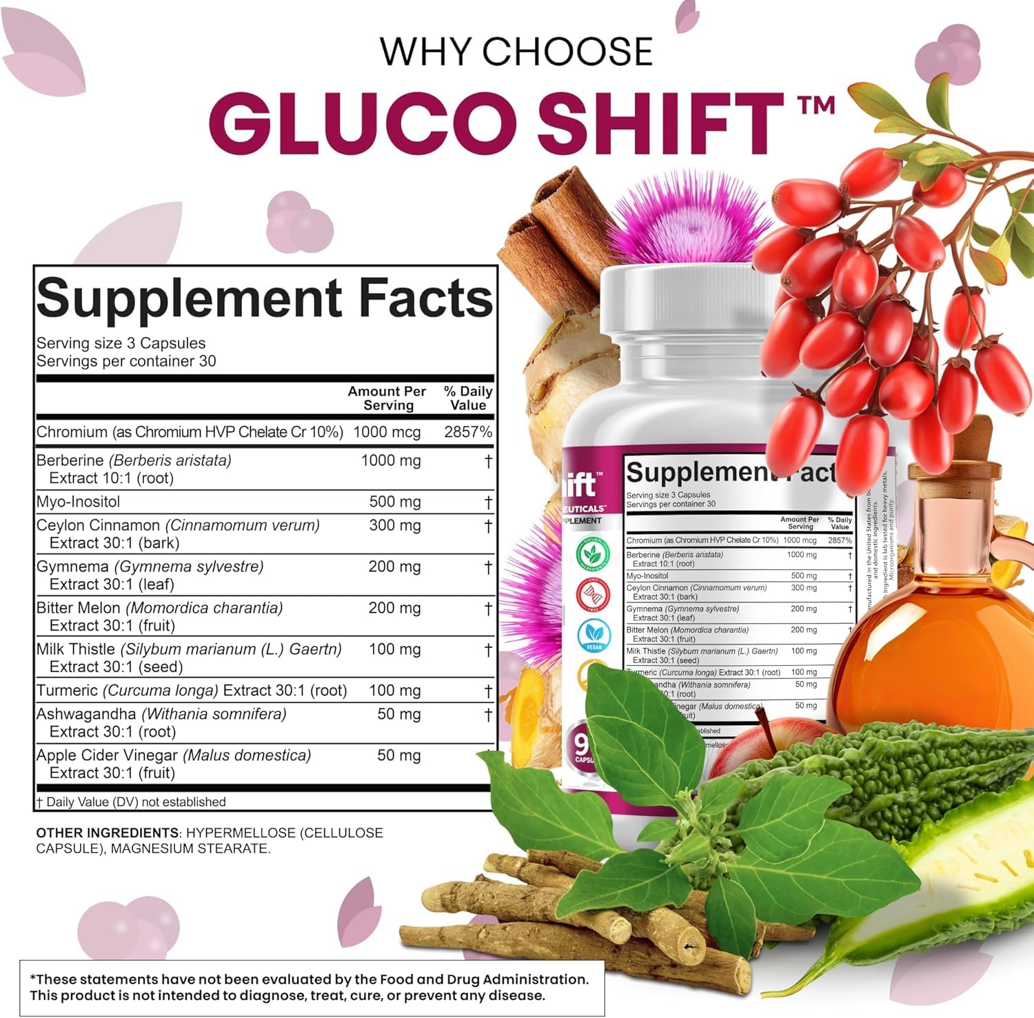 Clean Nutra Berberine Supplement Myo-Inositol Ceylon Cinnamon Gymnema Bitter Melon Chromium Complex for Digestion, Antioxidant Support & Wellness 90 Vegan Capsules Non-GMO Clean NutraceuticalsAu supplements