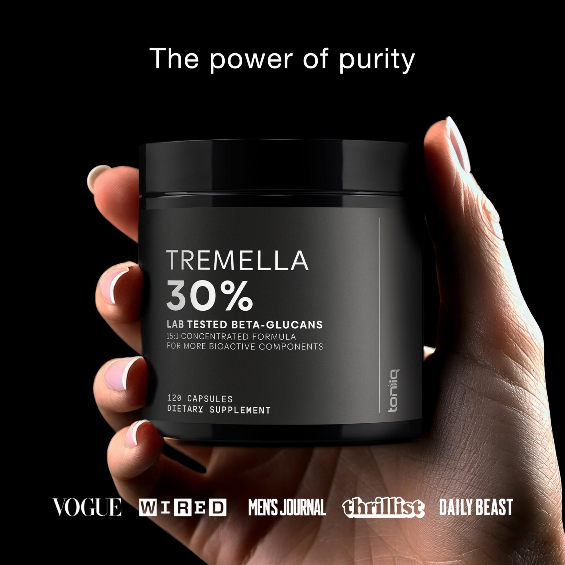 Tremella Mushroom Ultra High Potency 15:1 Extract with 30% Beta Glucans - Pure & Concentrated Formula - Third-Party Lab Tested for Purity & Quality - 120 Capsules ToniiqAu supplements