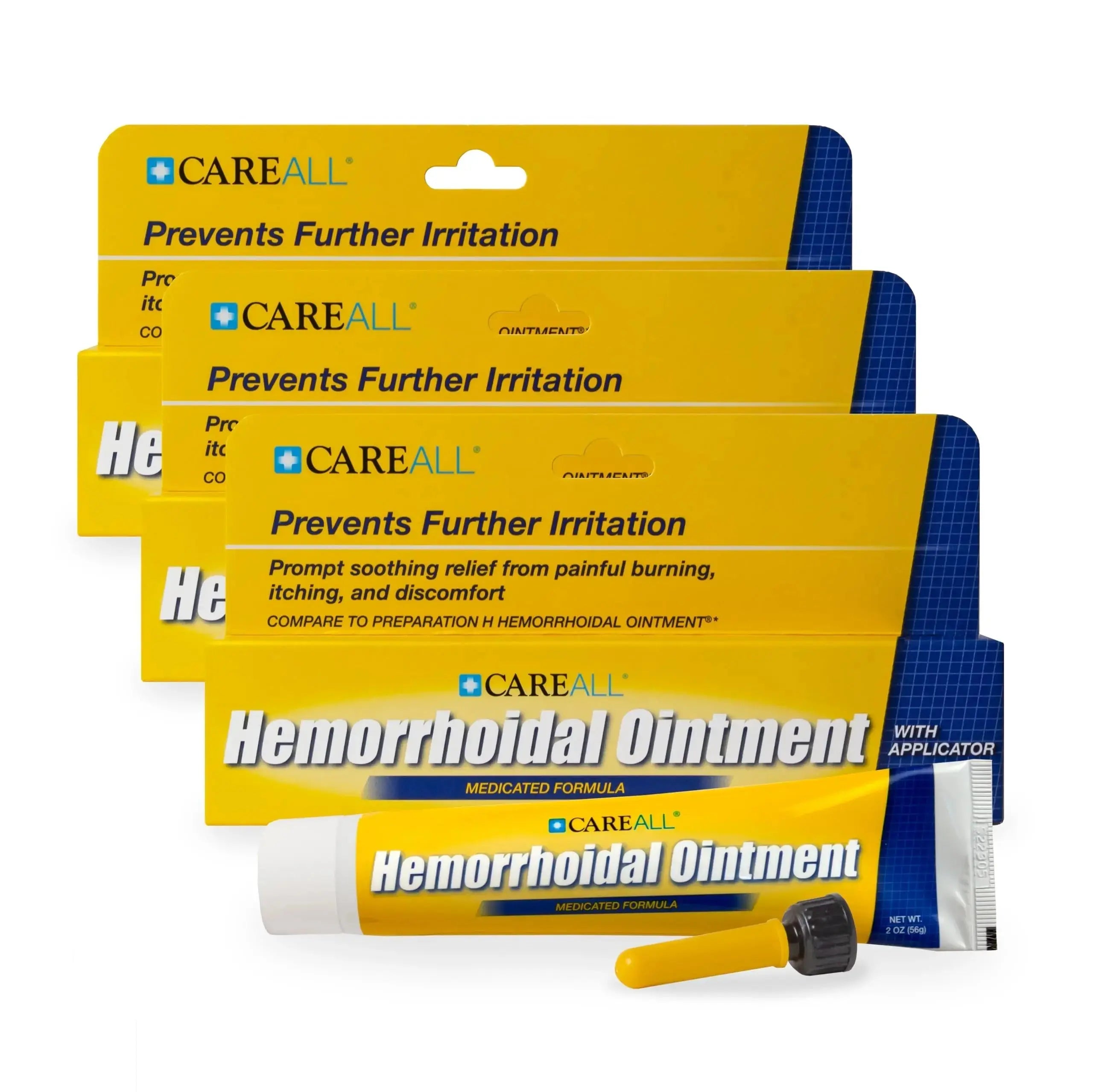 CareAll Hemorrhoidal Ointment 2.0 oz with Applicator (3 Pack). Helps Relieve Burning, Itching, and Discomfort Associated with Inflamed Hemorrhoidal Tissues. Dye, Phthalate, and Fragrance Free CareAllAu supplements