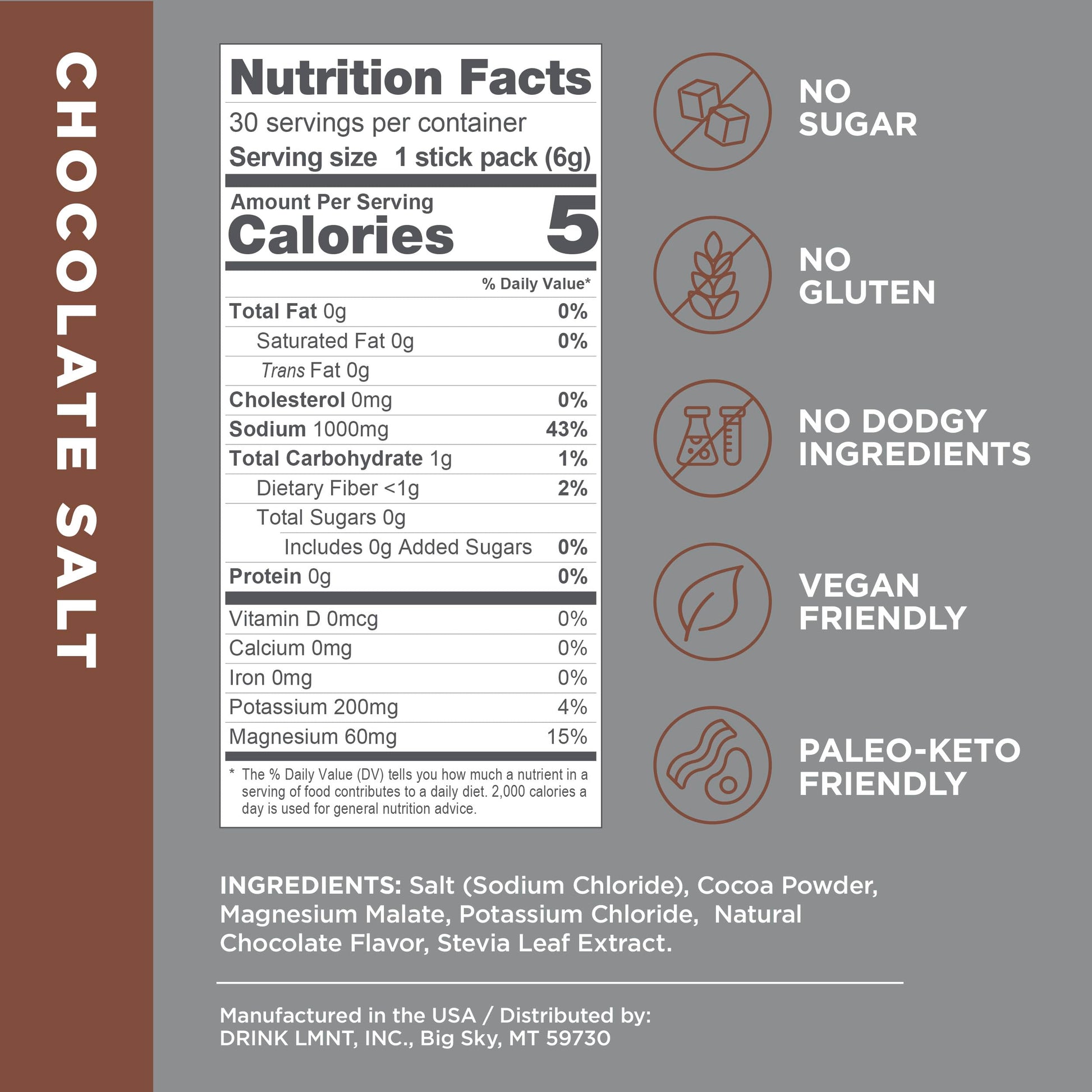 LMNT Zero-Sugar Electrolytes - Hot Chocolate Salt - Hydration Powder Packets Drink LMNTAu supplements