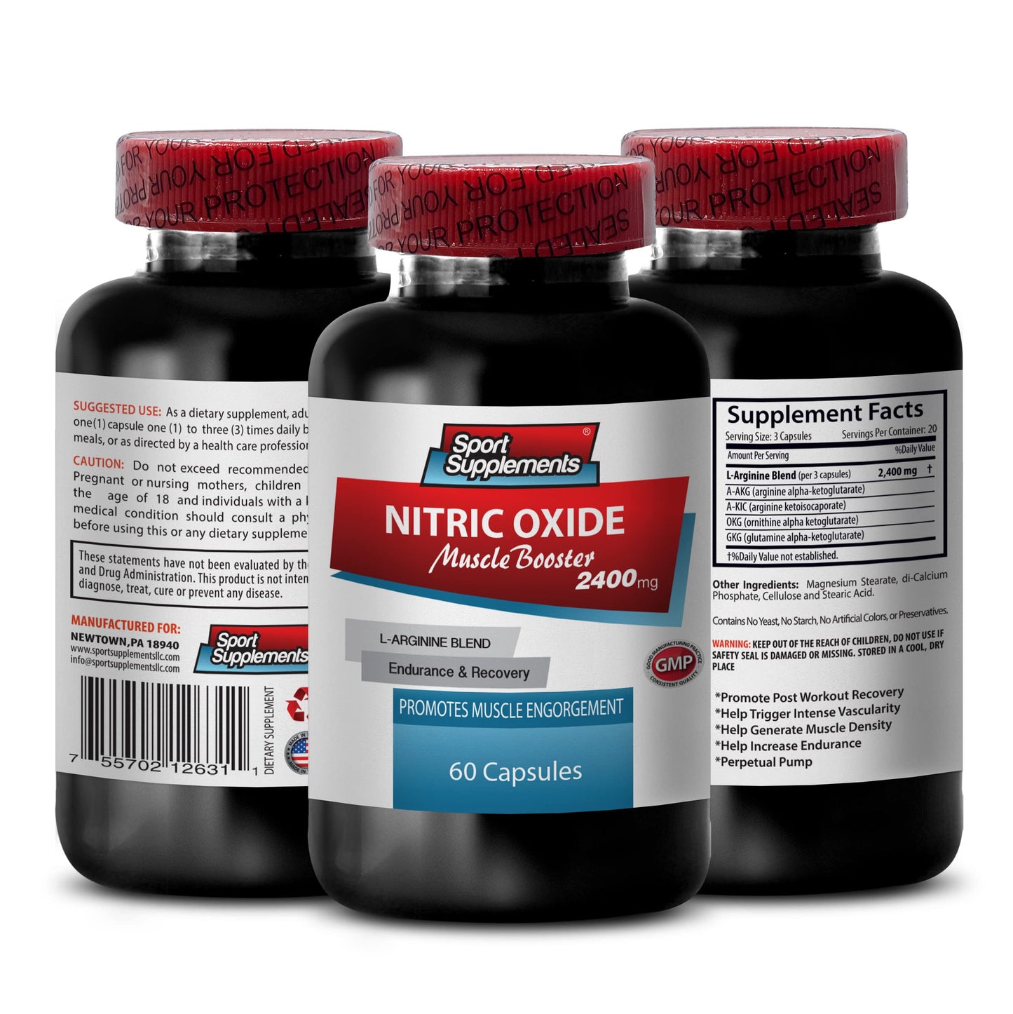 L-arginine Supplement - Nitric Oxide Booster 2400mg - Nitric Oxide Booster - pre Workout Sport SupplementsUS supplements