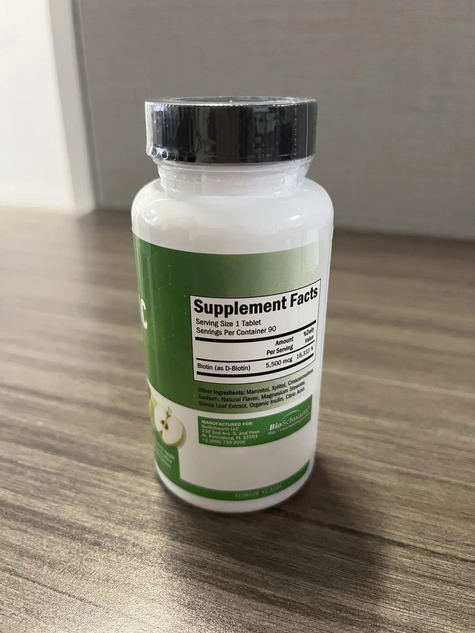 BioSchwartz Bariatric Biotin Chewable Tablets - 5500mcg Biotin per Serving - Green Apple Flavor, 3 Month Supply - Sugar-Free Hair Skin Nails Vitamins BioSchwartzAu supplements