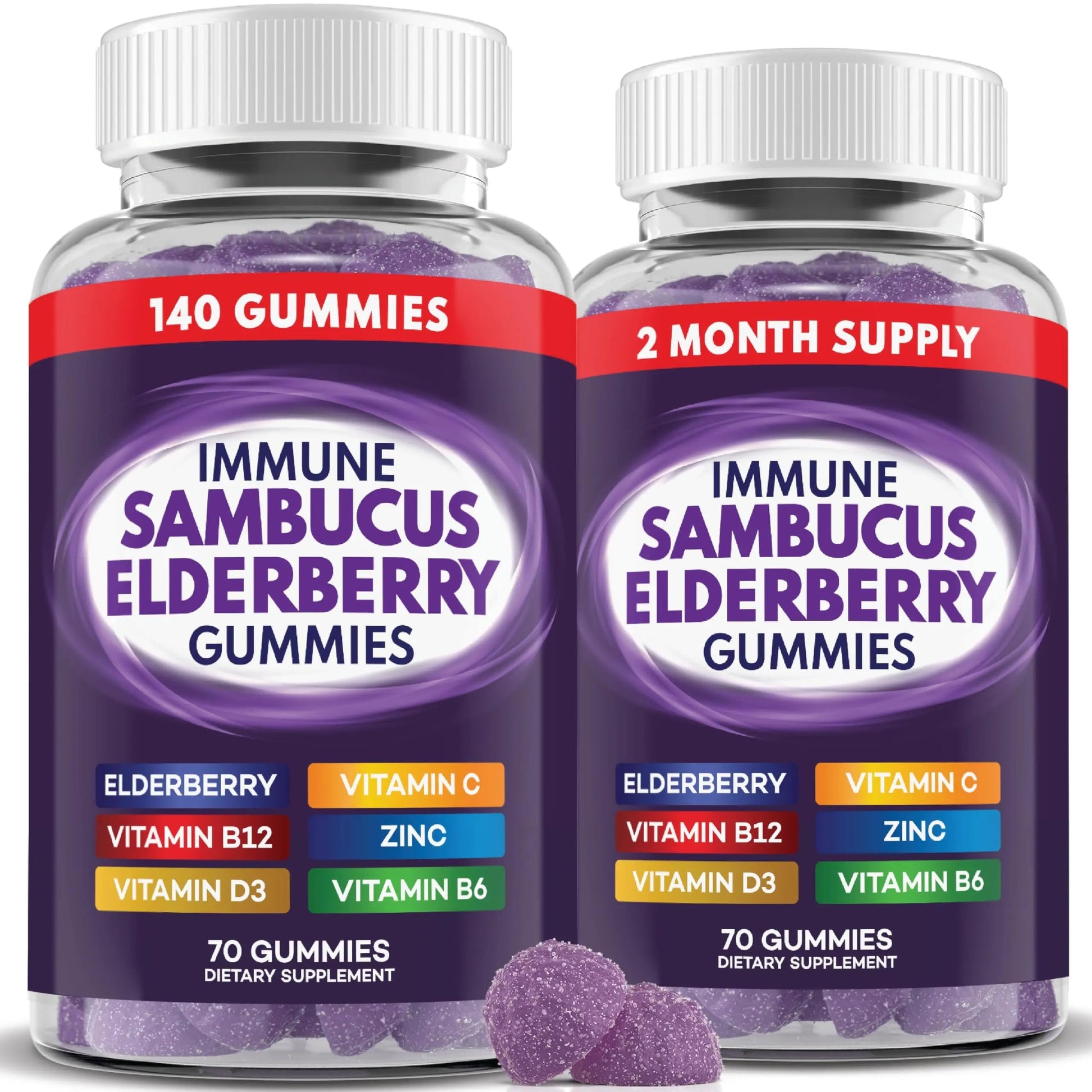 Elderberry Gummies Immune Support, Daily Support for Kids and Adults*, with Sambucus Elderberry, Zinc, Vitamin C, D3, B6, B12, Plus PAYÉAu supplements