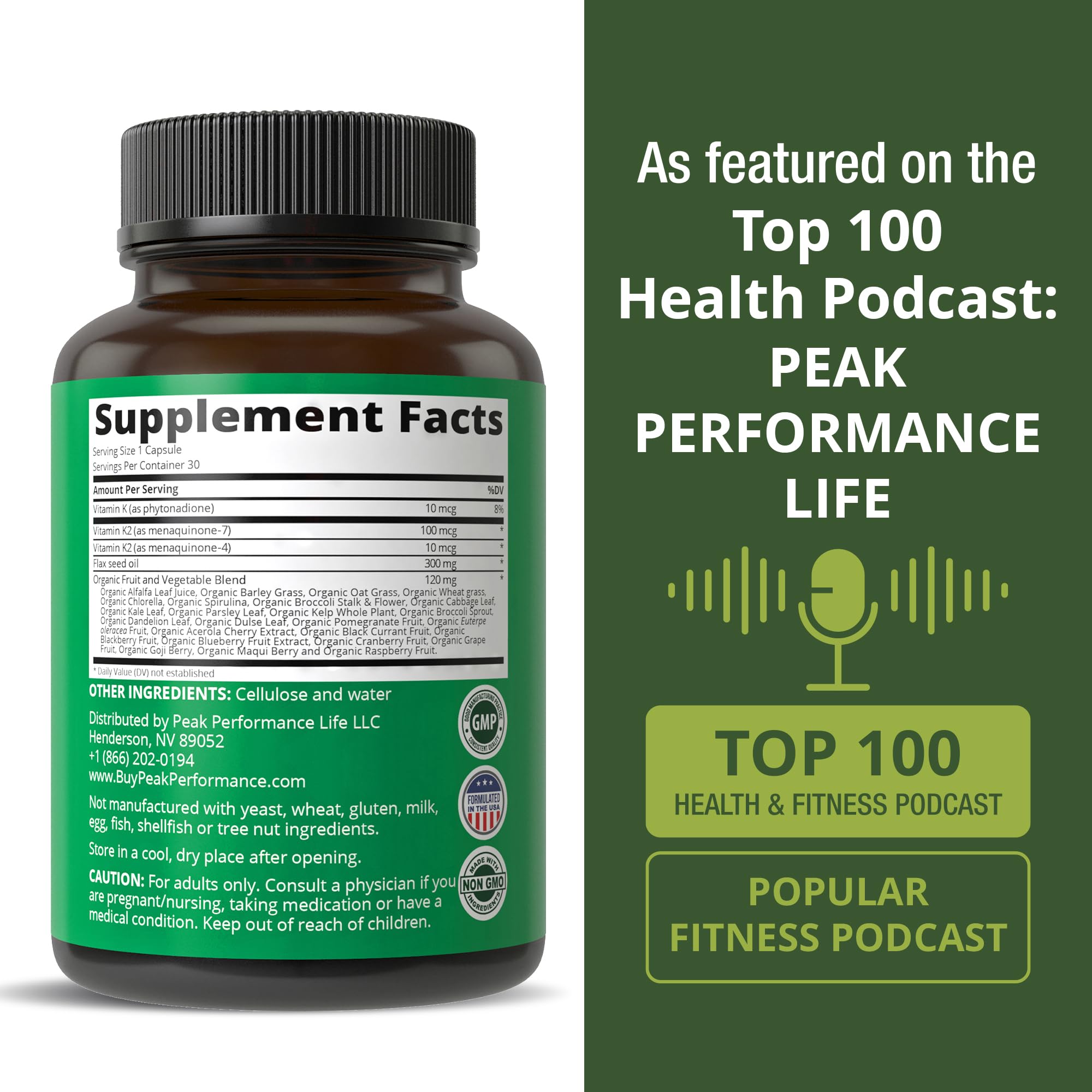 Vitamin K with Whole Food Blend of 25+ Vegetables and Fruits for Max Absorption. Vegan Capsules Supplement. Vitamins K1, K-2 MK4 + K2 Natto MK7. Alternative to Drops, Gummies. VIT K with K 2 and MK-7 Peak PerformanceAu supplements
