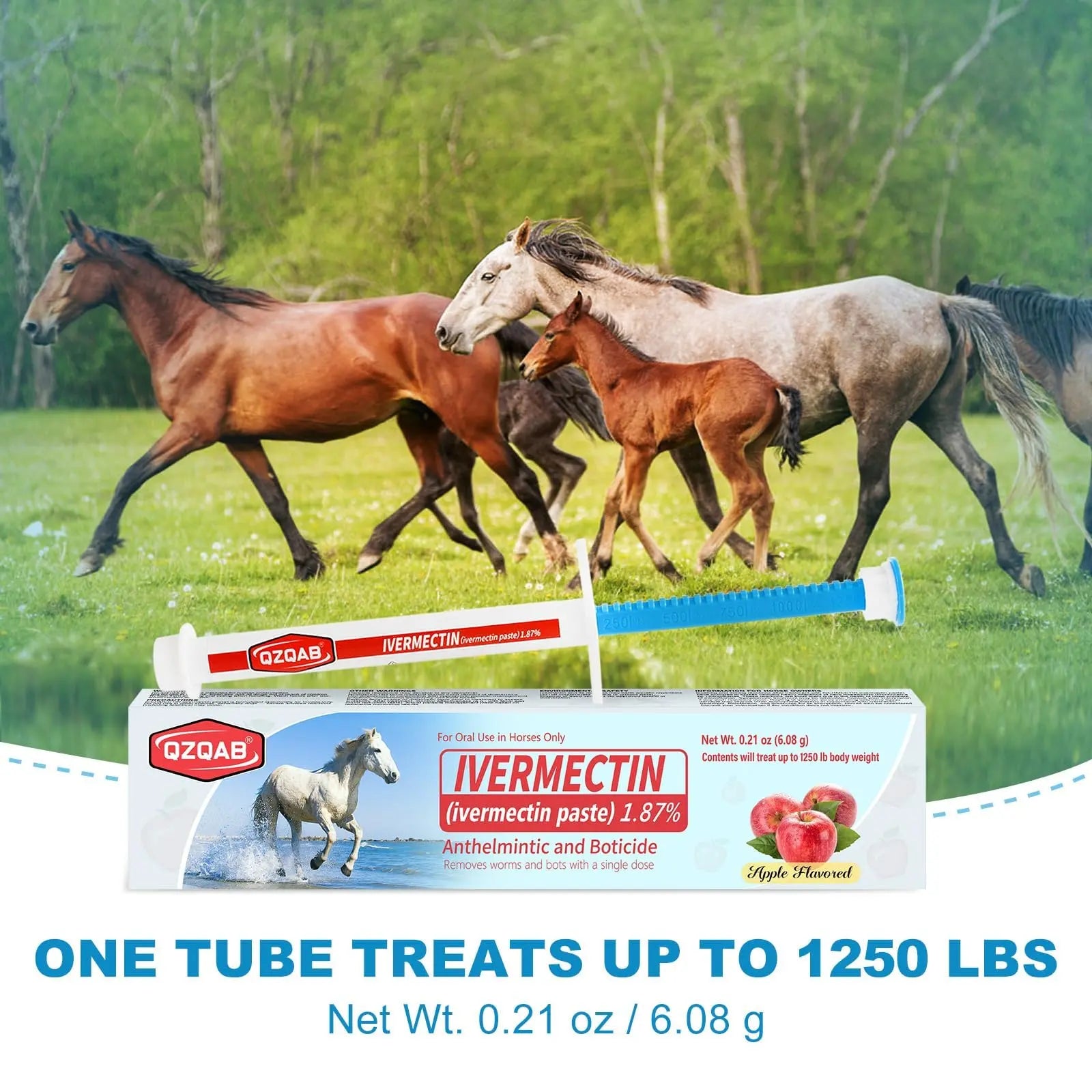 Ivermectin Horse Paste Dewormer , Horse Wormer Paste, Apple Flavor, 0.21 Ounces, 6 Pack QZQABnz supplements