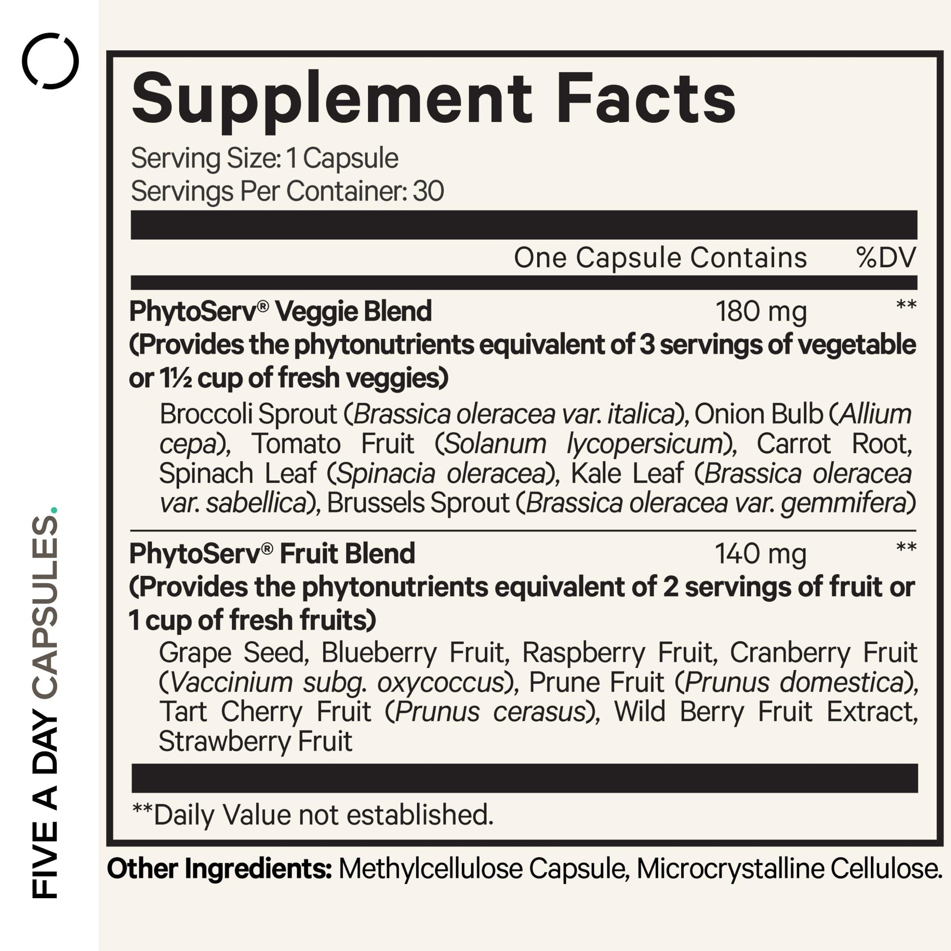 Codeage Instantfood Five A Day – Fruits & Vegetables Capsule Supplement – Whole Food Phytonutrients – 15 Fruits and Veggies Blend - Vegan, Non-GMO – 30 Capsules CodeageAu supplements