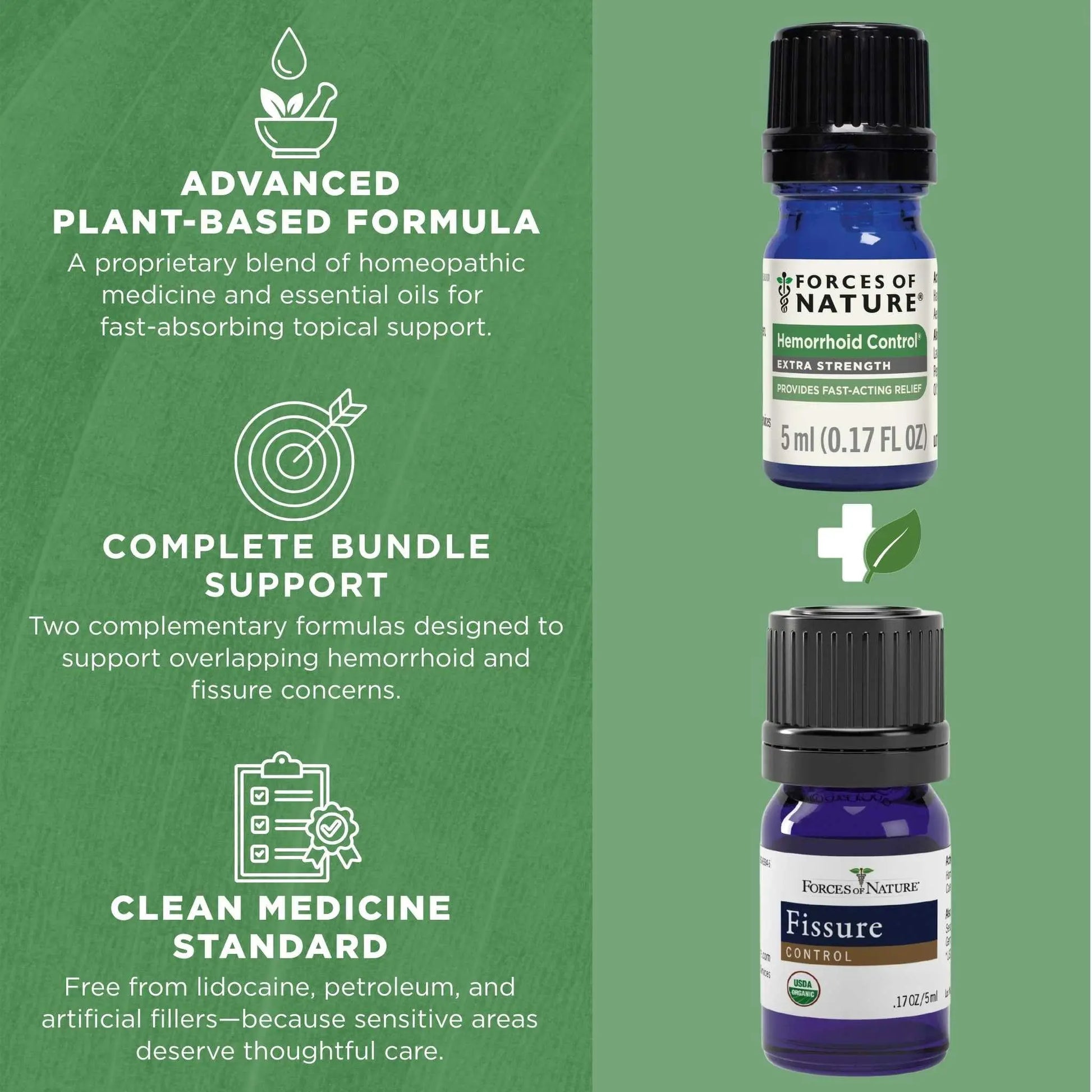 Forces of Nature Hemorrhoid Control Extra Strength (5ml) + Organic Fissure Care (5ml) | Virtual Bundle Forces of NatureAu supplements