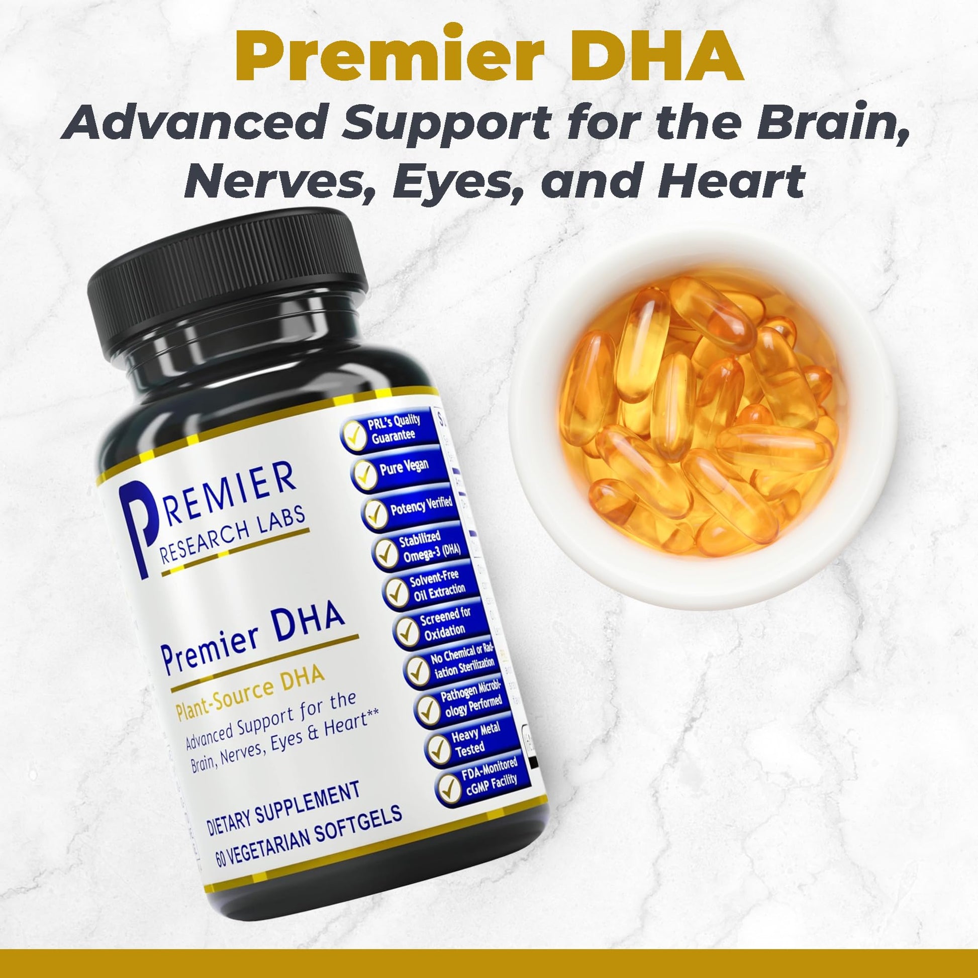 Premier Research Labs Premier DHA - Vegan DHA with Omega 3 Fatty Acids, Algae Based DHA for Women & Men, Natural DHA Supplement Suitable for Vegans- 60 Vegetarian Softgel Capsules Premier Research LabsAu supplements