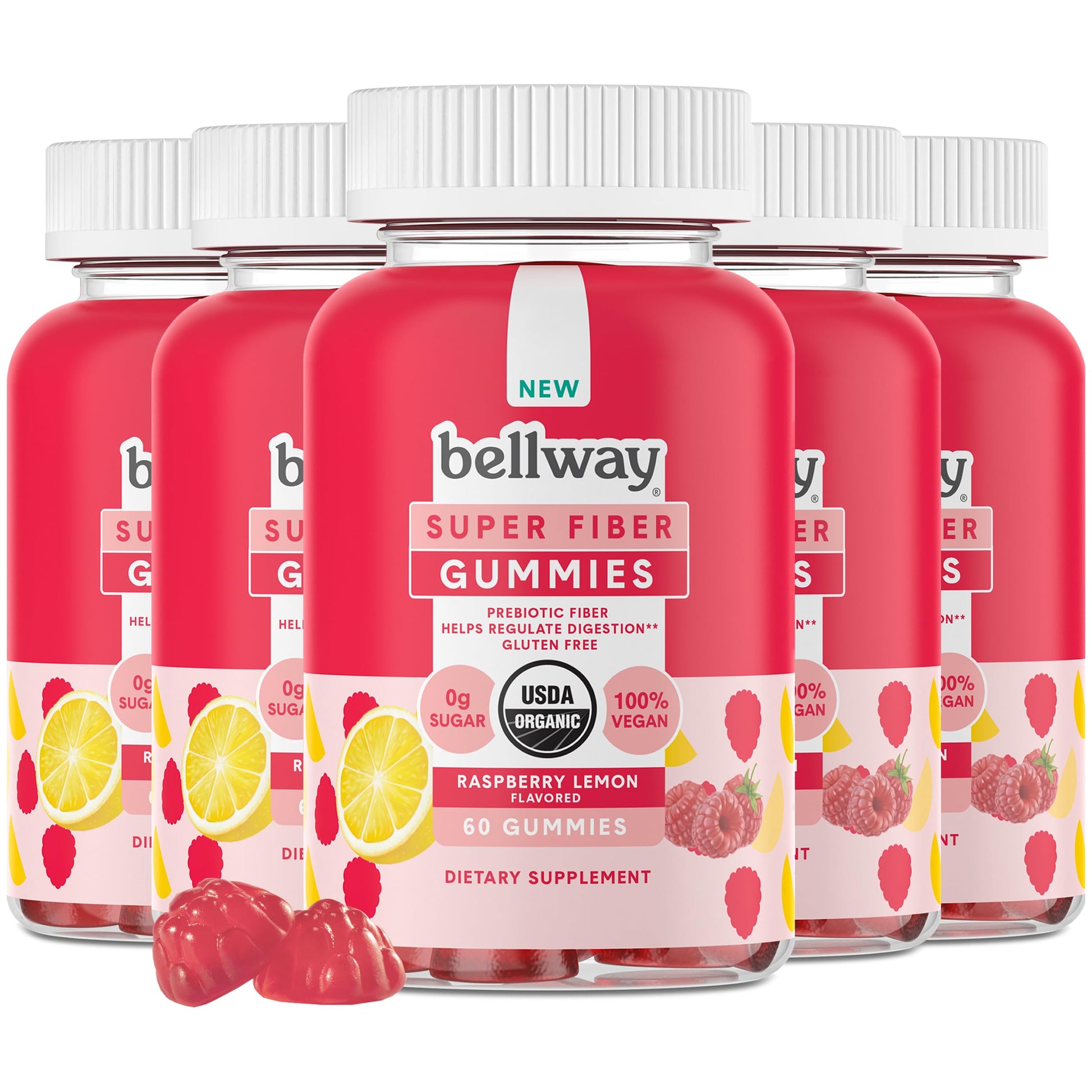 Bellway Super Fiber Gummies for Adults (5 Pack) - Sugar Free Organic Fiber Supplement BellwayUS supplements