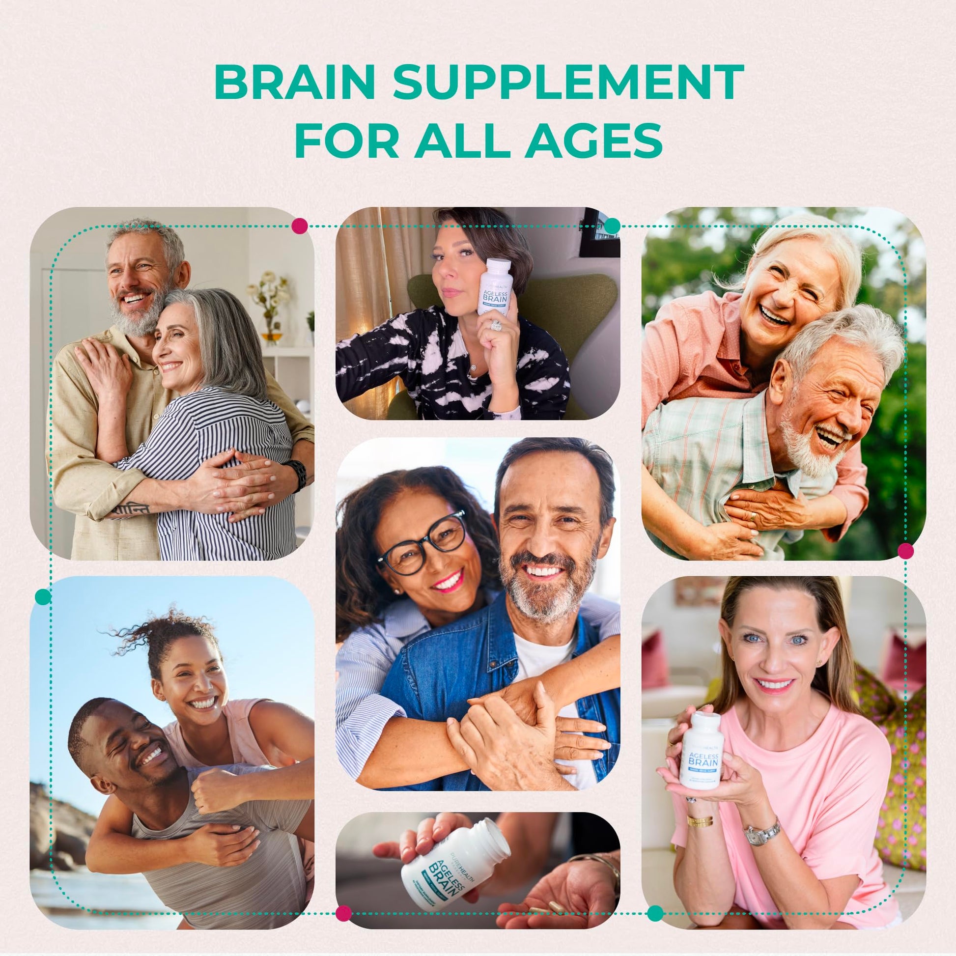 PUREHEALTH RESEARCH Ageless Brain Supplements for Memory and Focus - Nootropic Brain Health Supplement for Adults - with Bacopa Monieri, Alpha GPC, L-Tyrosine, Vitamin B6, Niacin & More, 60 Capsules PUREHEALTH RESEARCHAu supplements