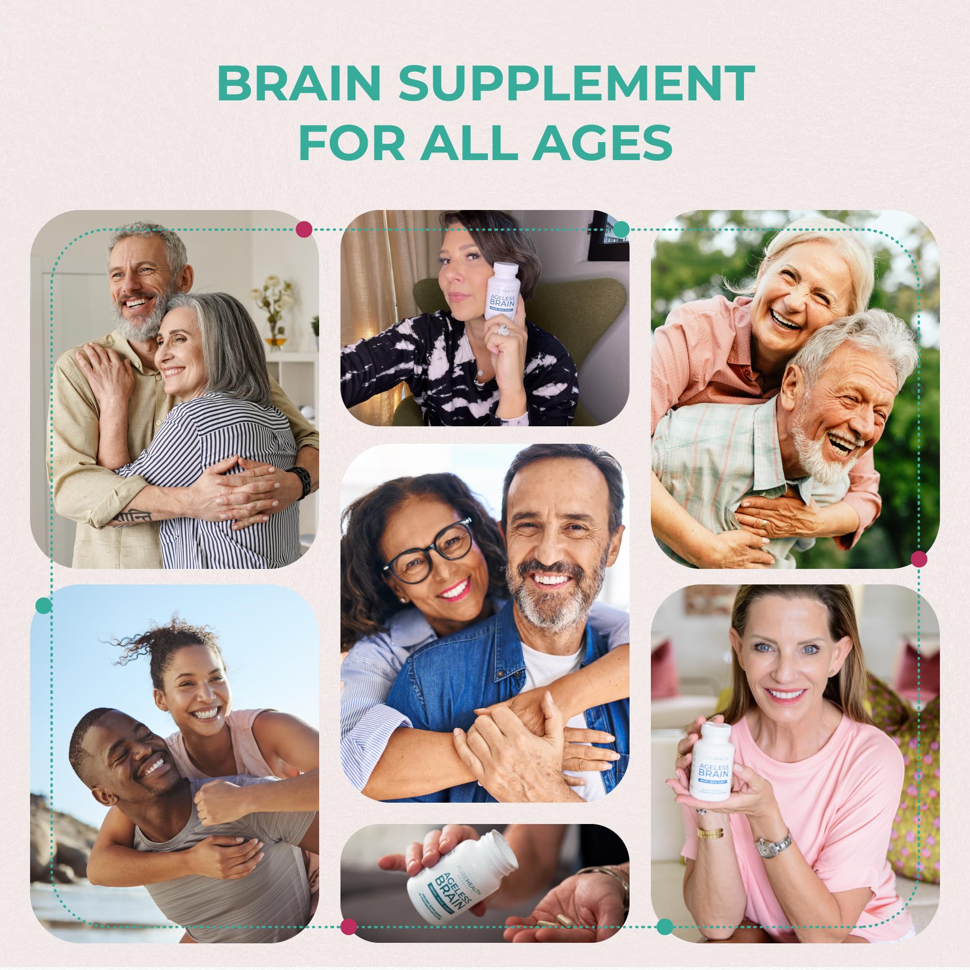 PUREHEALTH RESEARCH Ageless Brain Supplements for Memory and Focus - Nootropic Brain Health Supplement for Adults - with Bacopa Monieri, Alpha GPC, L-Tyrosine, Vitamin B6, Niacin & More, 60 Capsules PUREHEALTH RESEARCHAu supplements