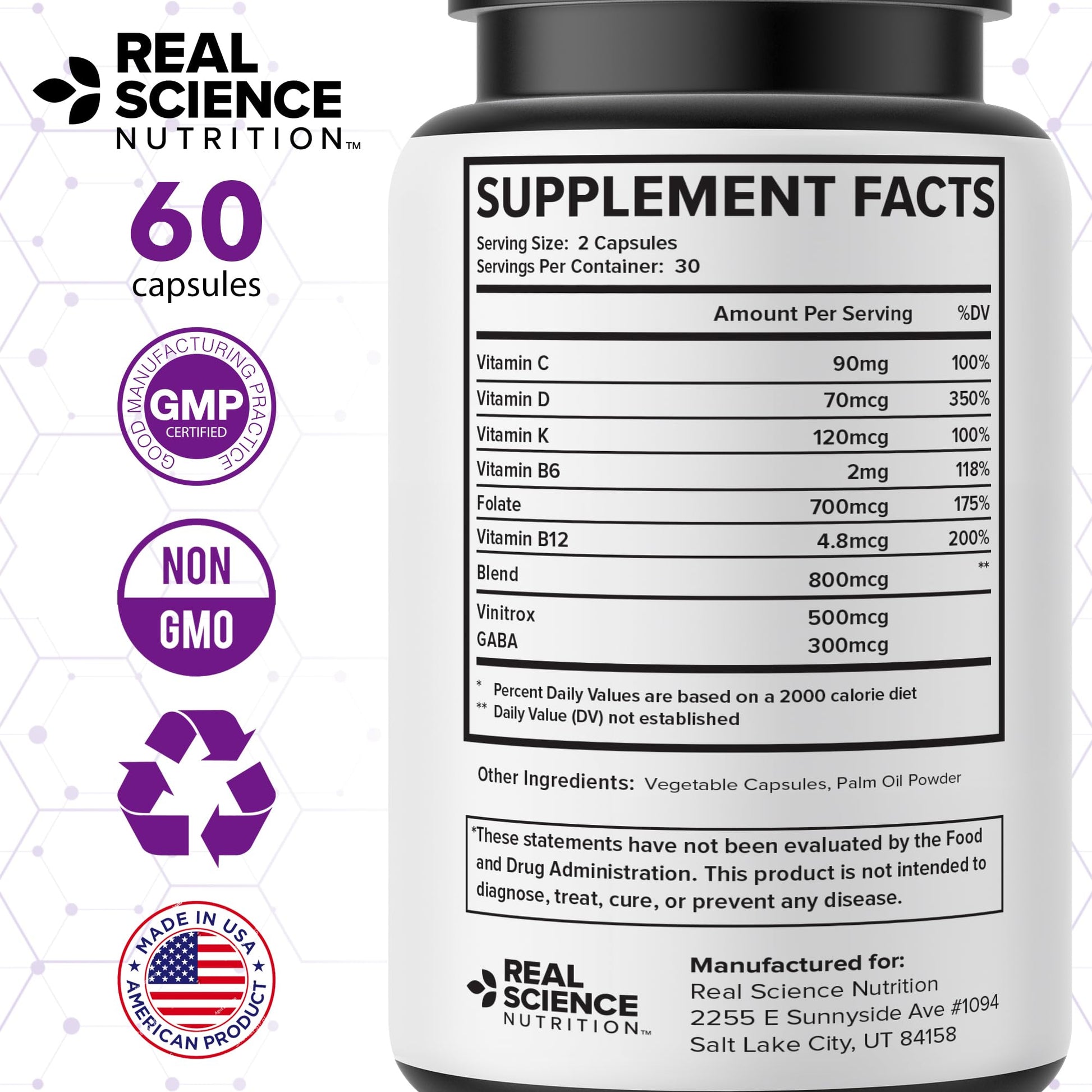 Real Science Perimenopause Supplements for Women for Hormone Balance & Energy Support – Nitric Oxide Formula with Vinitrox, GABA & Essential Vitamins for Hot Flashes, Mood & Energy – 60 Caps Real Science NutritionAu supplements