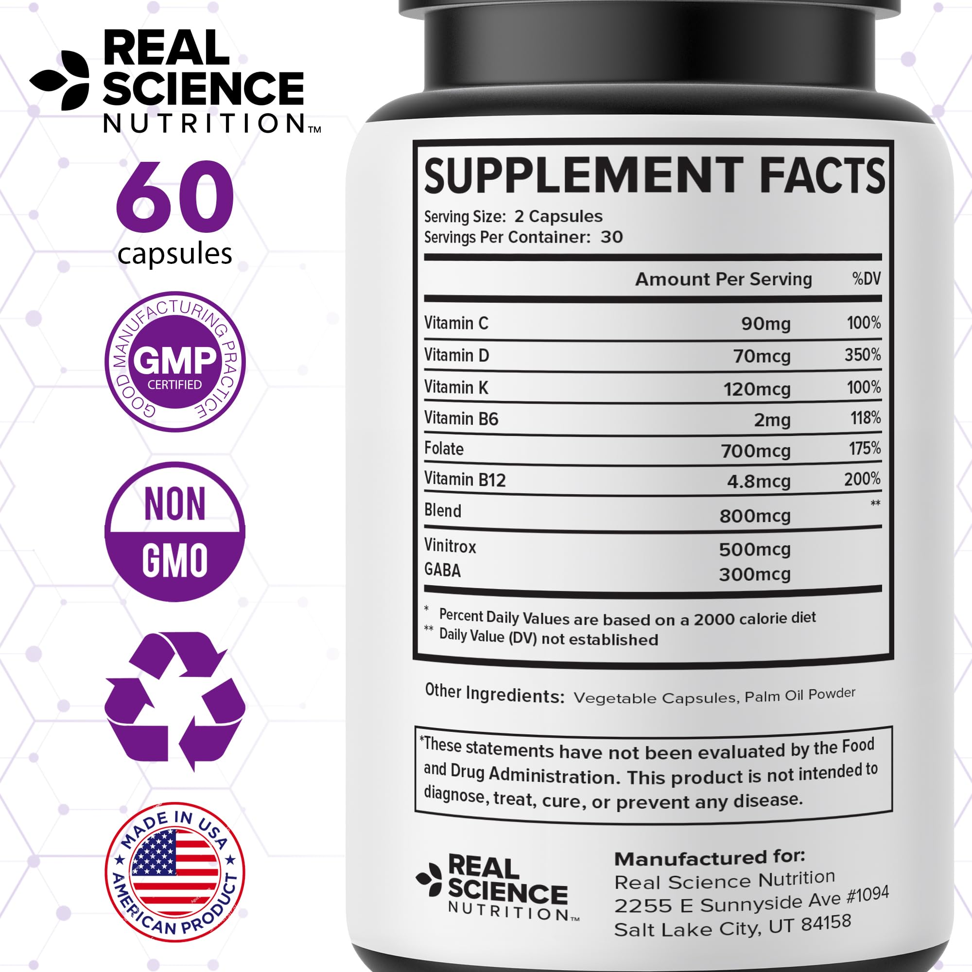 Real Science Perimenopause Supplements for Women for Hormone Balance & Energy Support – Nitric Oxide Formula with Vinitrox, GABA & Essential Vitamins for Hot Flashes, Mood & Energy – 60 Caps Real Science NutritionAu supplements