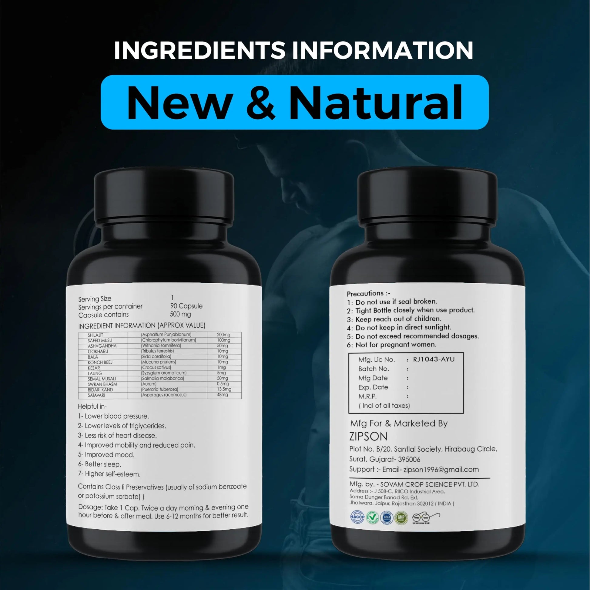 ZIPSON Shilajit for Men & Women | 90 Capsules | Himalayan Formula for Extra Power, Stamina & Immune Support | with Natural Fulvic Acid | Non-GMO | 500mg Per Serving ZIPSONnz supplements