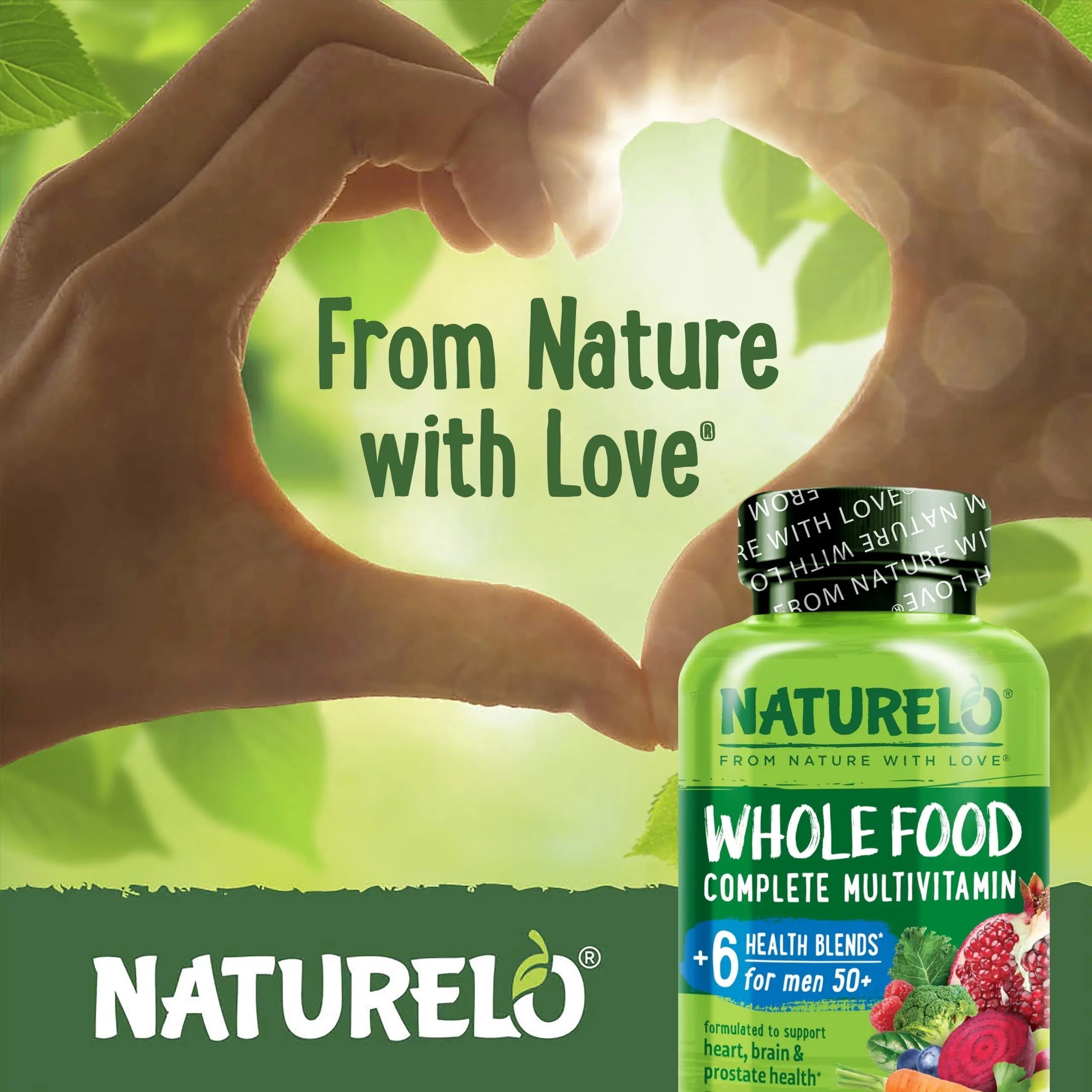 NATURELO Whole Food Multivitamin for Men 50+ - with Vitamins, Minerals, Organic Herbal Extracts - Vegan Vegetarian NATURELOAu supplements