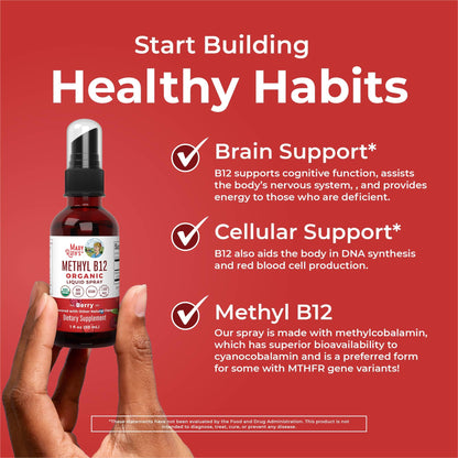 MaryRuth Organics Methyl B12 Spray | 1,500 mcg B12 Per Serving | Methylcobalamin | Energy Metabolism | Nervous System Support | Neuro Health | Vegan | Gluten Free | Sugar Free | 1 Fl Oz MARYRUTH'SUS supplements